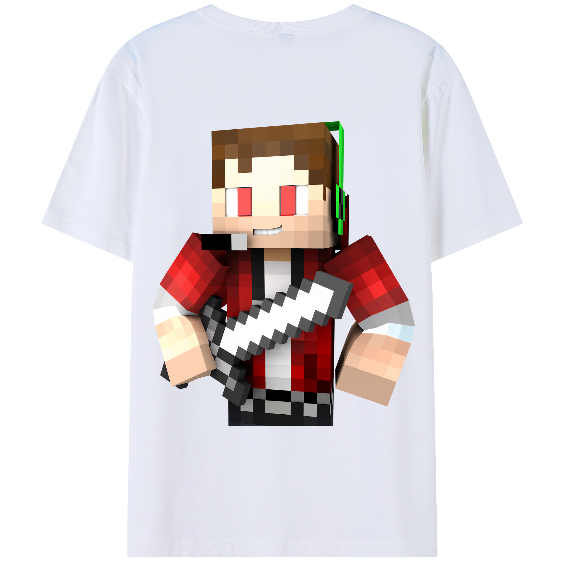 （画像用） マインクラフト ブロックの世界 Minecraft MC Block world 綿100％ メンズ半袖Tシャツ（バックプリント） 通気性