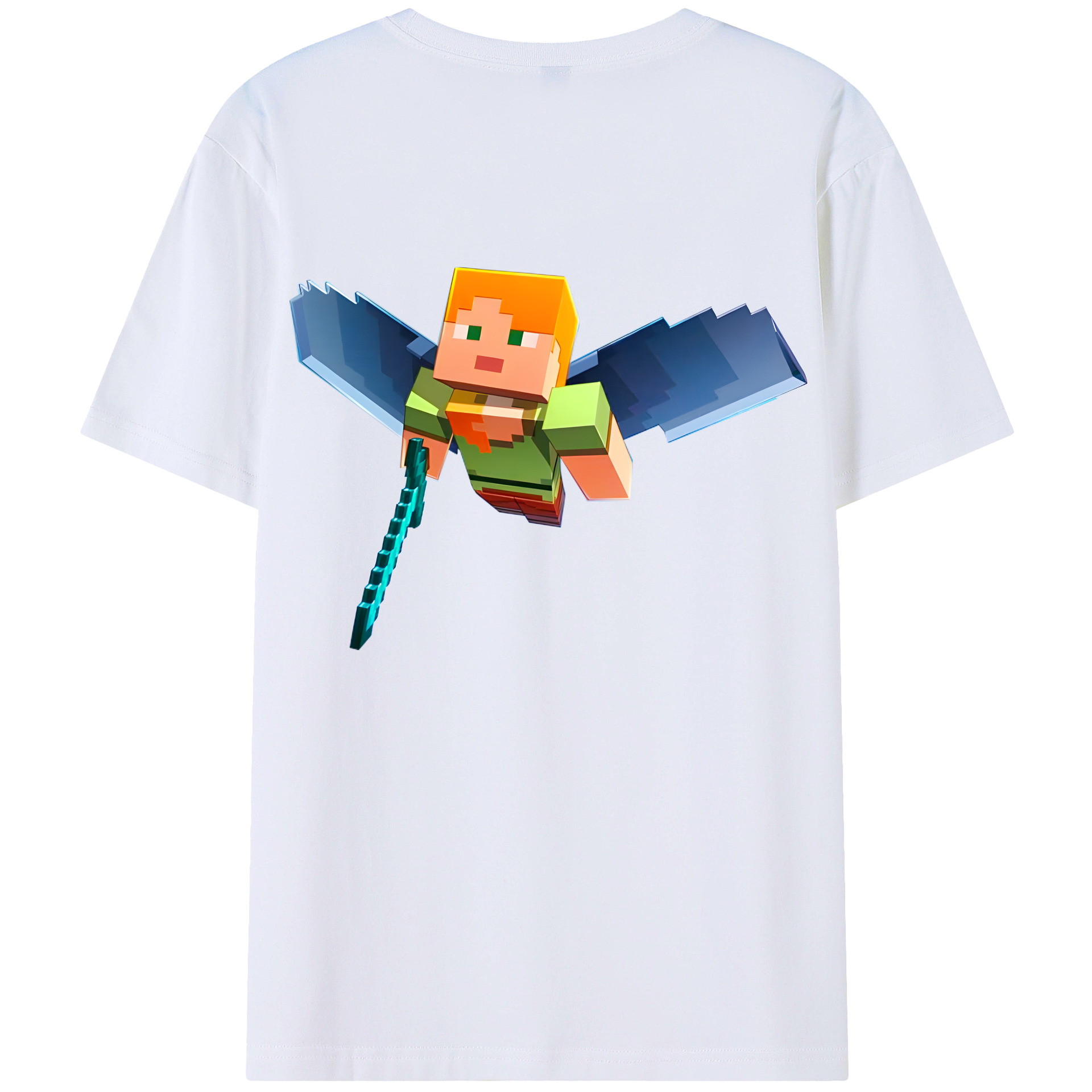 （画像用） マインクラフト ブロックの世界 Minecraft MC Block world 綿100％ メンズ半袖Tシャツ（バックプリント） 通気性