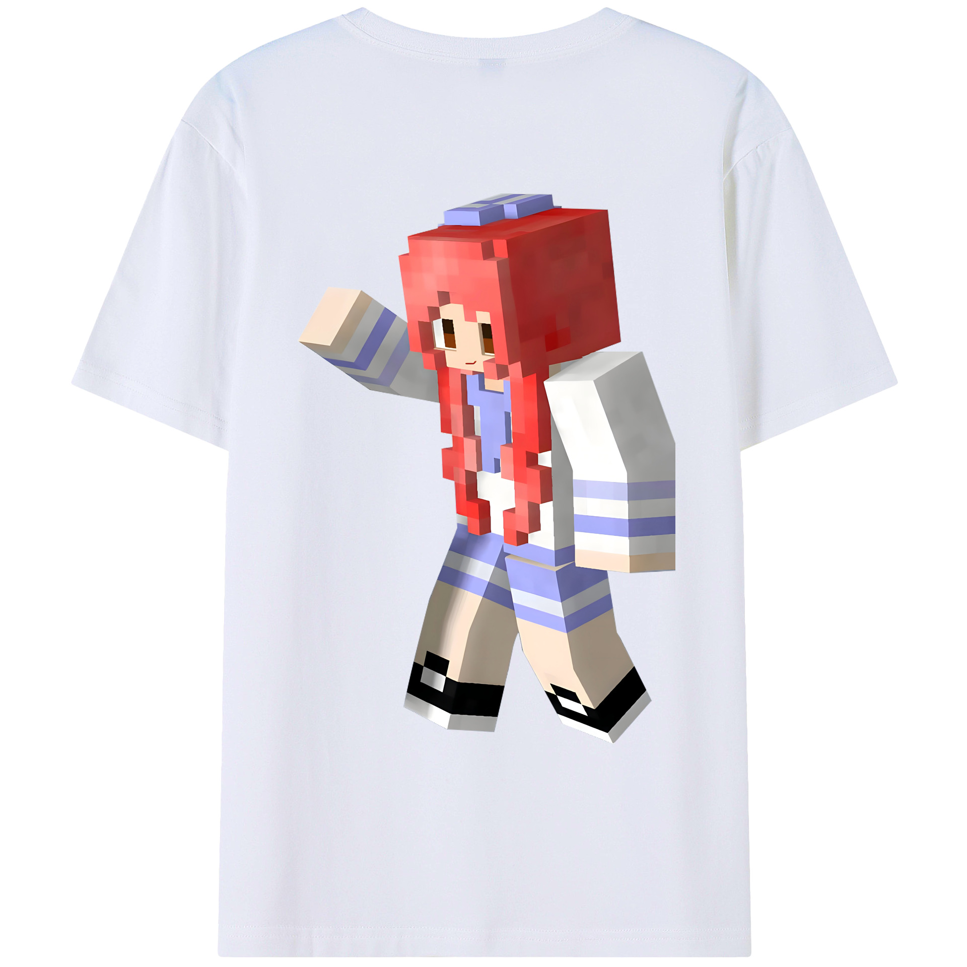 （画像用） マインクラフト ブロックの世界 Minecraft MC Block world 綿100％ メンズ半袖Tシャツ（バックプリント） 通気性