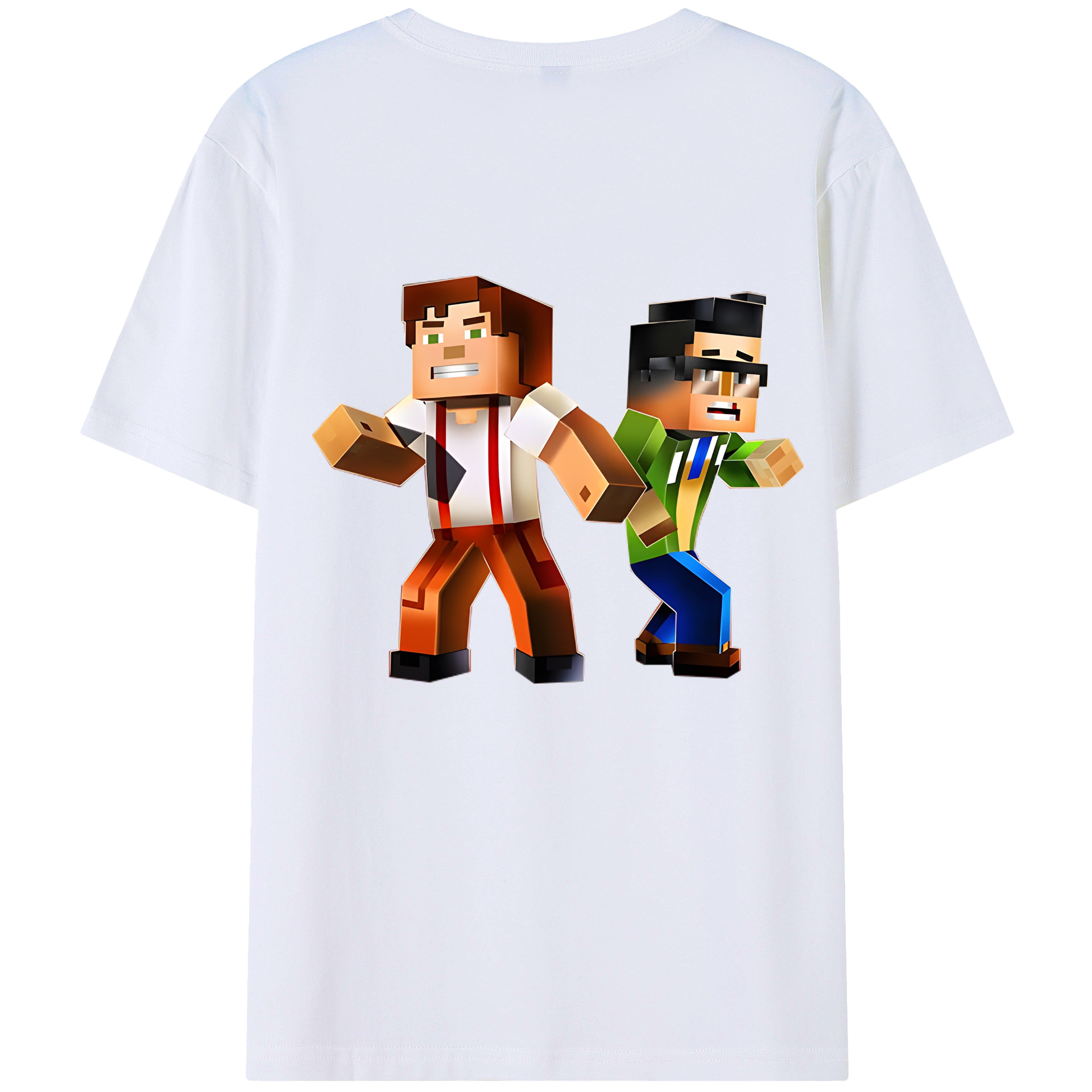 （画像用） マインクラフト ブロックの世界 Minecraft MC Block world 綿100％ メンズ半袖Tシャツ（バックプリント） 通気性