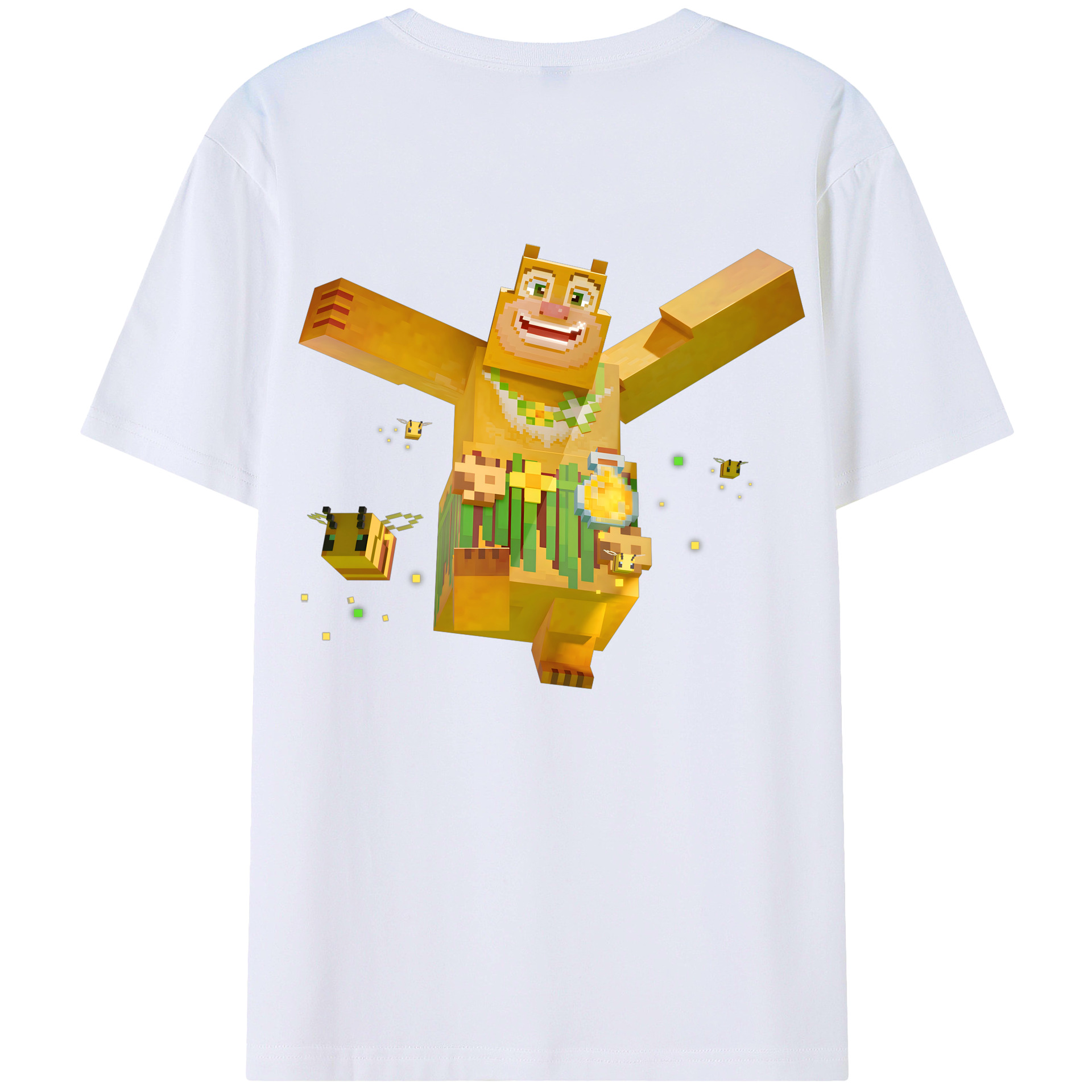 （画像用） マインクラフト ブロックの世界 Minecraft MC Block world 綿100％ メンズ半袖Tシャツ（バックプリント） 通気性
