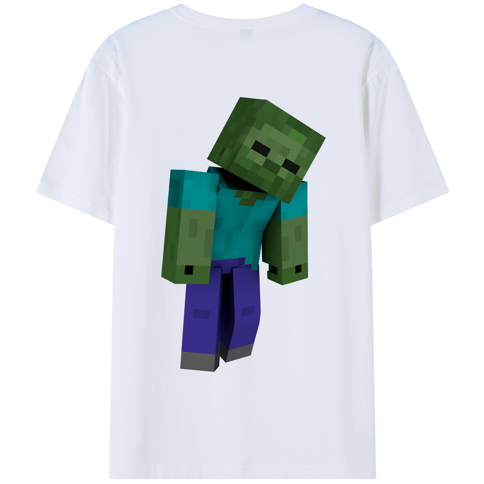 （画像用） マインクラフト ブロックの世界 Minecraft MC Block world 綿100％ メンズ半袖Tシャツ（バックプリント） 通気性