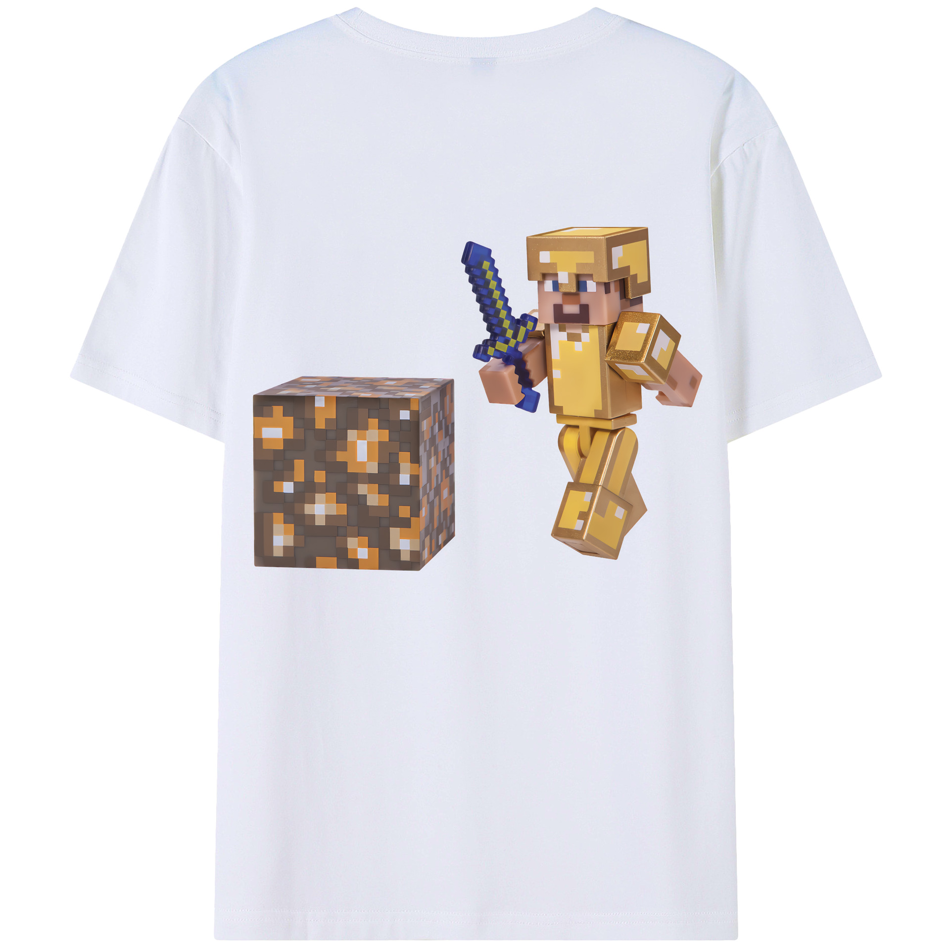 （画像用） マインクラフト ブロックの世界 Minecraft MC Block world 綿100％ メンズ半袖Tシャツ（バックプリント） 通気性