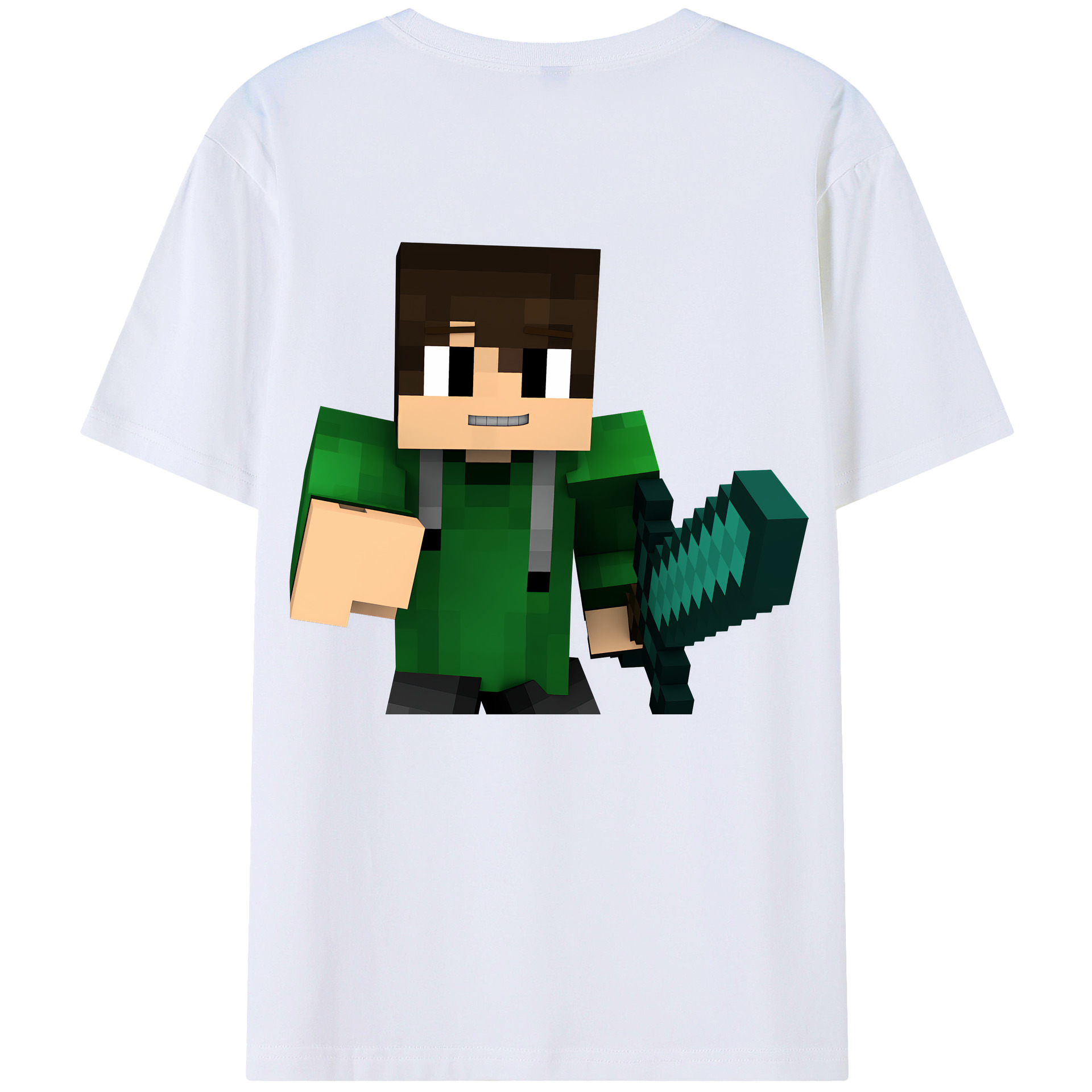 （画像用） マインクラフト ブロックの世界 Minecraft MC Block world 綿100％ メンズ半袖Tシャツ（バックプリント） 通気性