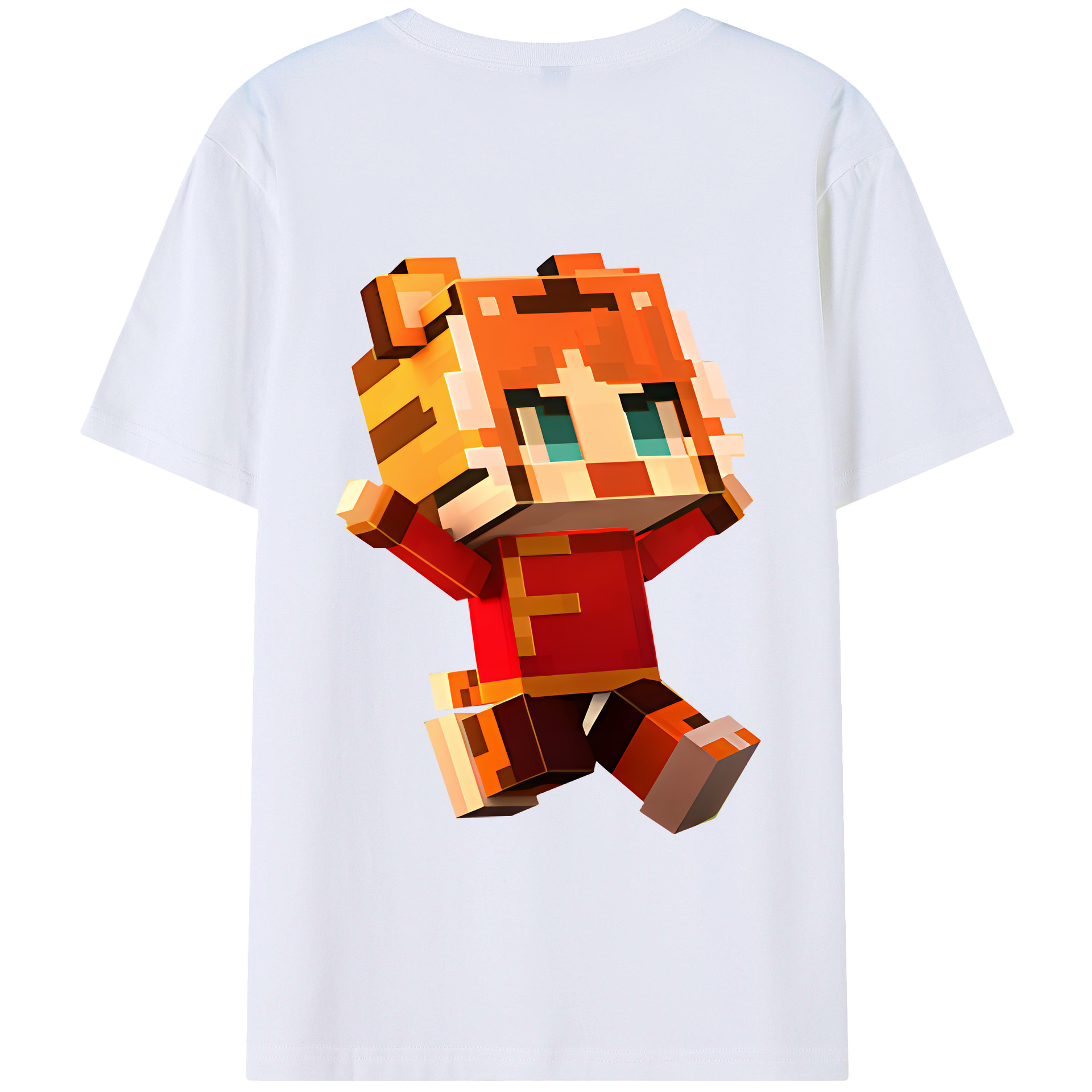 （画像用） マインクラフト ブロックの世界 Minecraft MC Block world 綿100％ メンズ半袖Tシャツ（バックプリント） 通気性