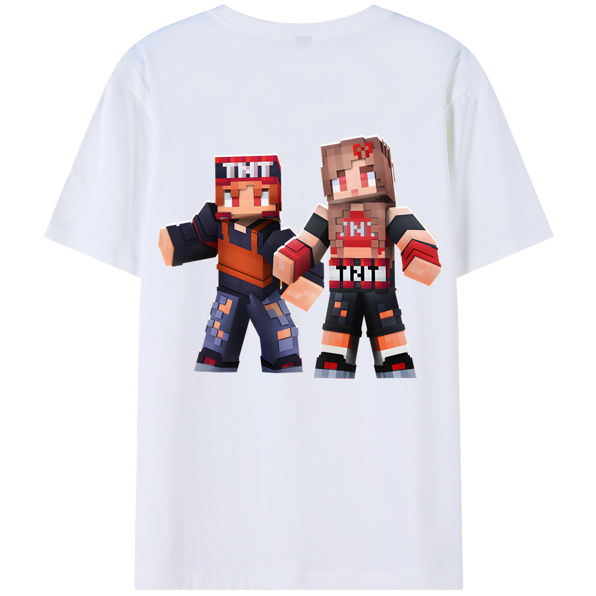 （画像用） マインクラフト ブロックの世界 Minecraft MC Block world 綿100％ メンズ半袖Tシャツ（バックプリント） 通気性