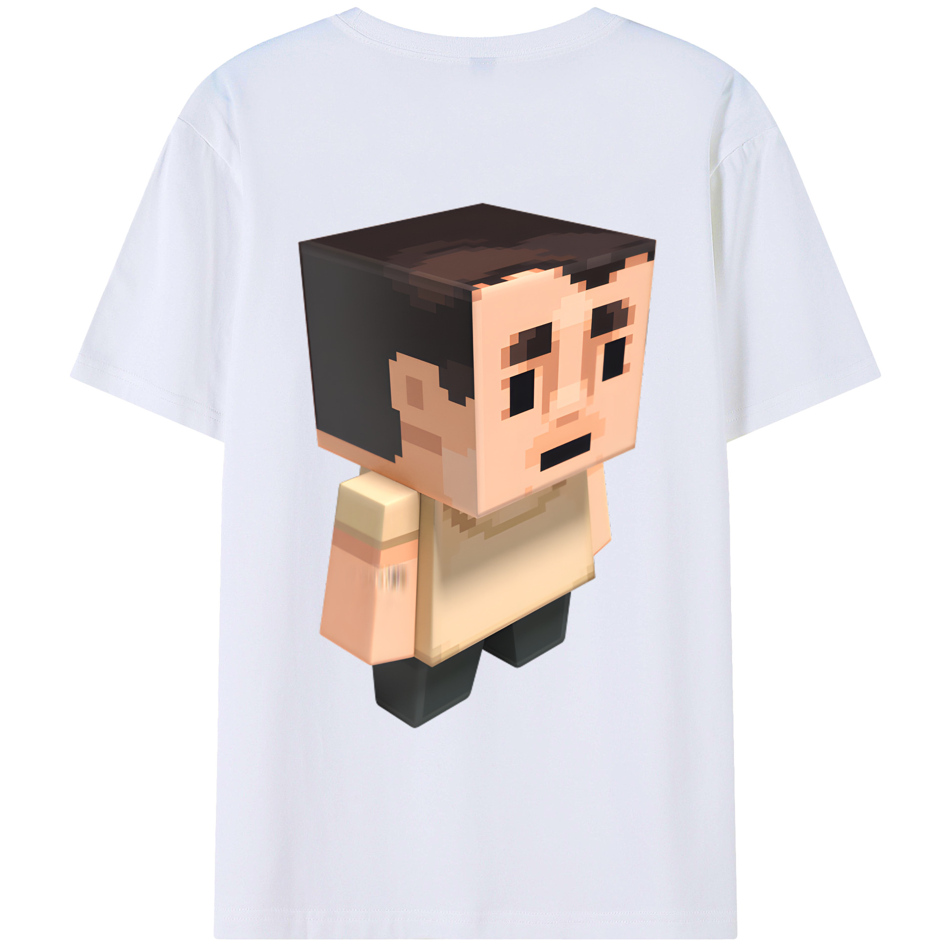 （画像用） マインクラフト ブロックの世界 Minecraft MC Block world 綿100％ メンズ半袖Tシャツ（バックプリント） 通気性