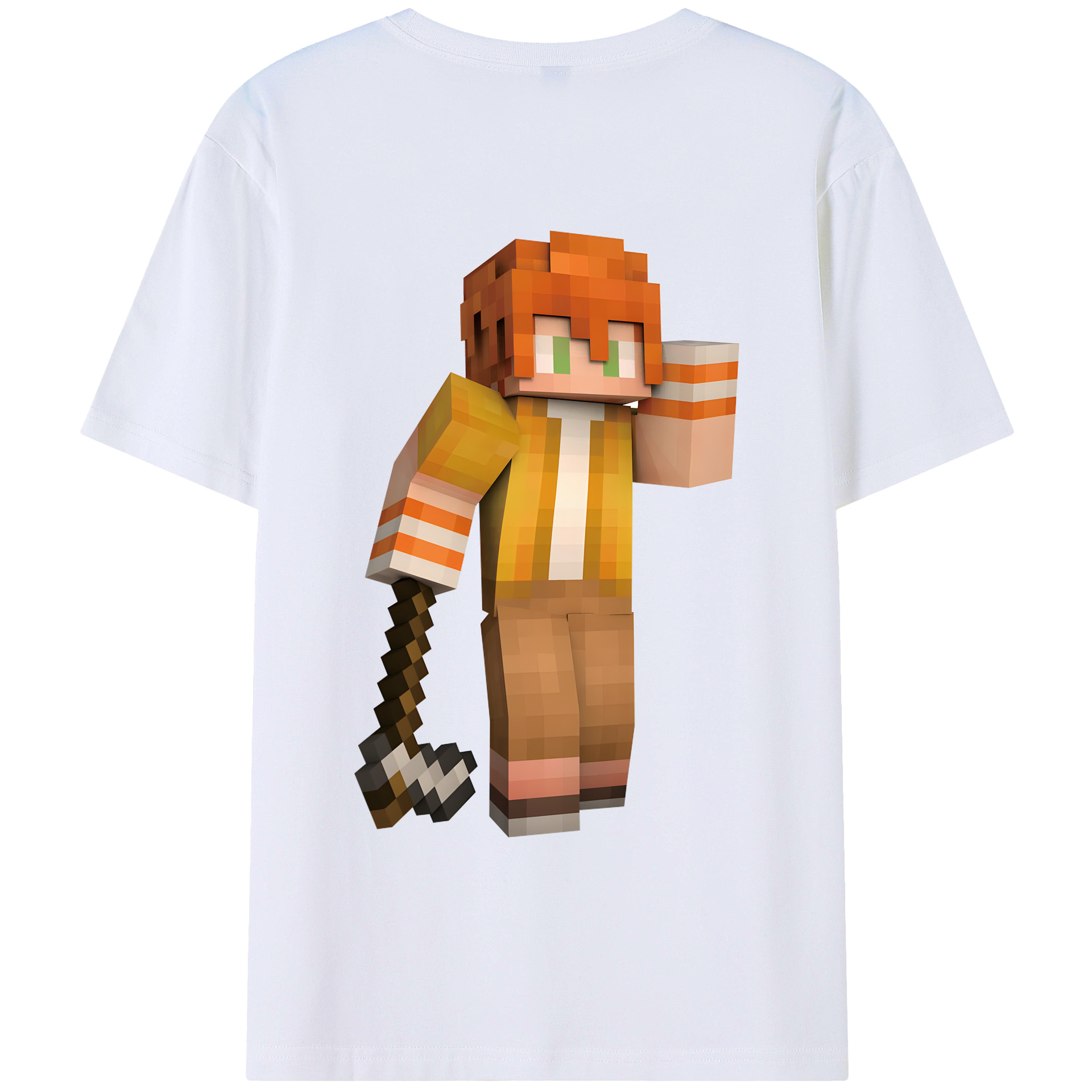 （画像用） マインクラフト ブロックの世界 Minecraft MC Block world 綿100％ メンズ半袖Tシャツ（バックプリント） 通気性