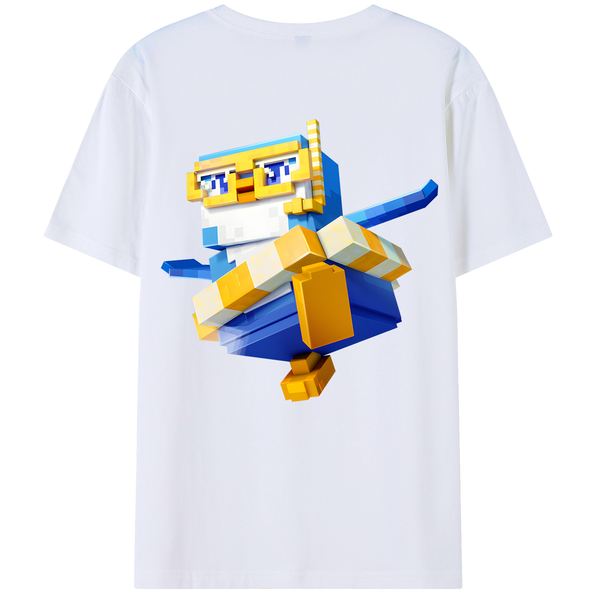 （画像用） マインクラフト ブロックの世界 Minecraft MC Block world 綿100％ メンズ半袖Tシャツ（バックプリント） 通気性