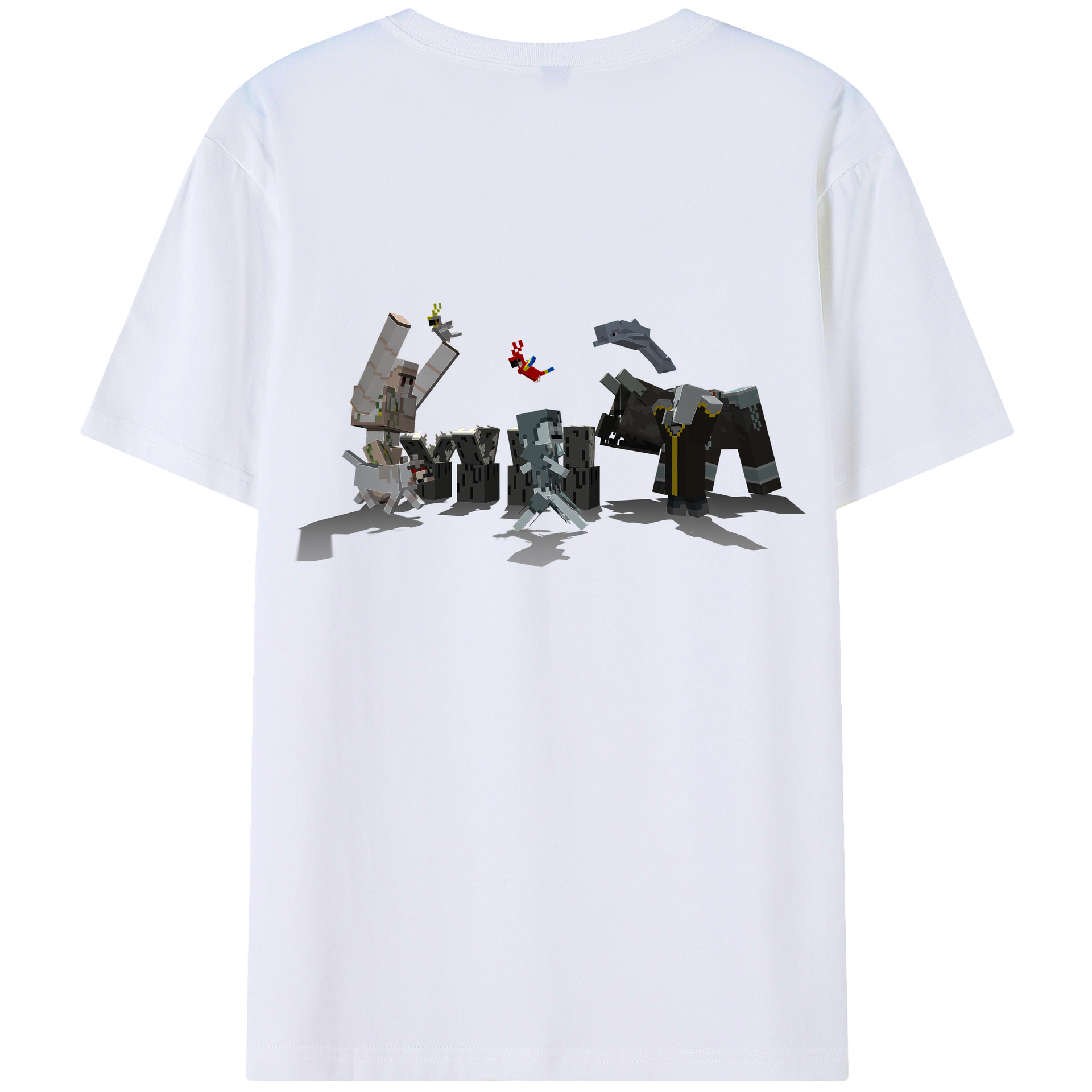 （画像用） マインクラフト ブロックの世界 Minecraft MC Block world 綿100％ メンズ半袖Tシャツ（バックプリント） 通気性