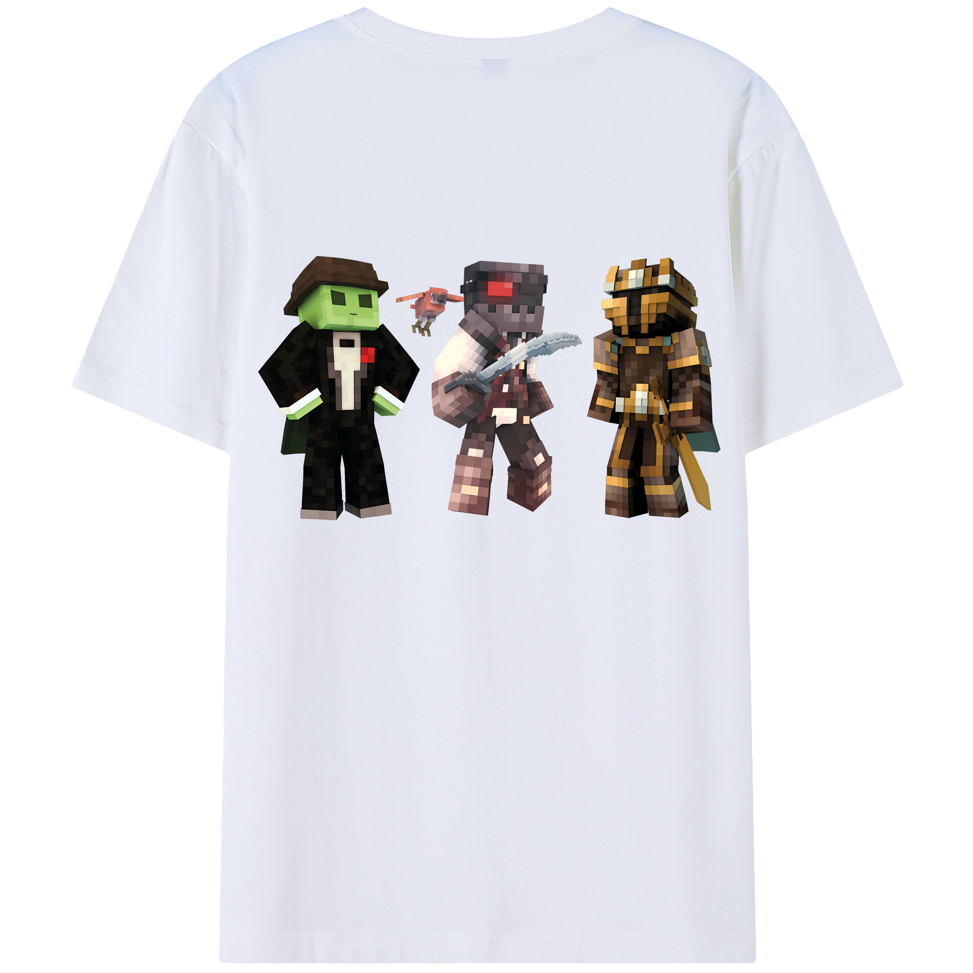 （画像用） マインクラフト ブロックの世界 Minecraft MC Block world 綿100％ メンズ半袖Tシャツ（バックプリント） 通気性