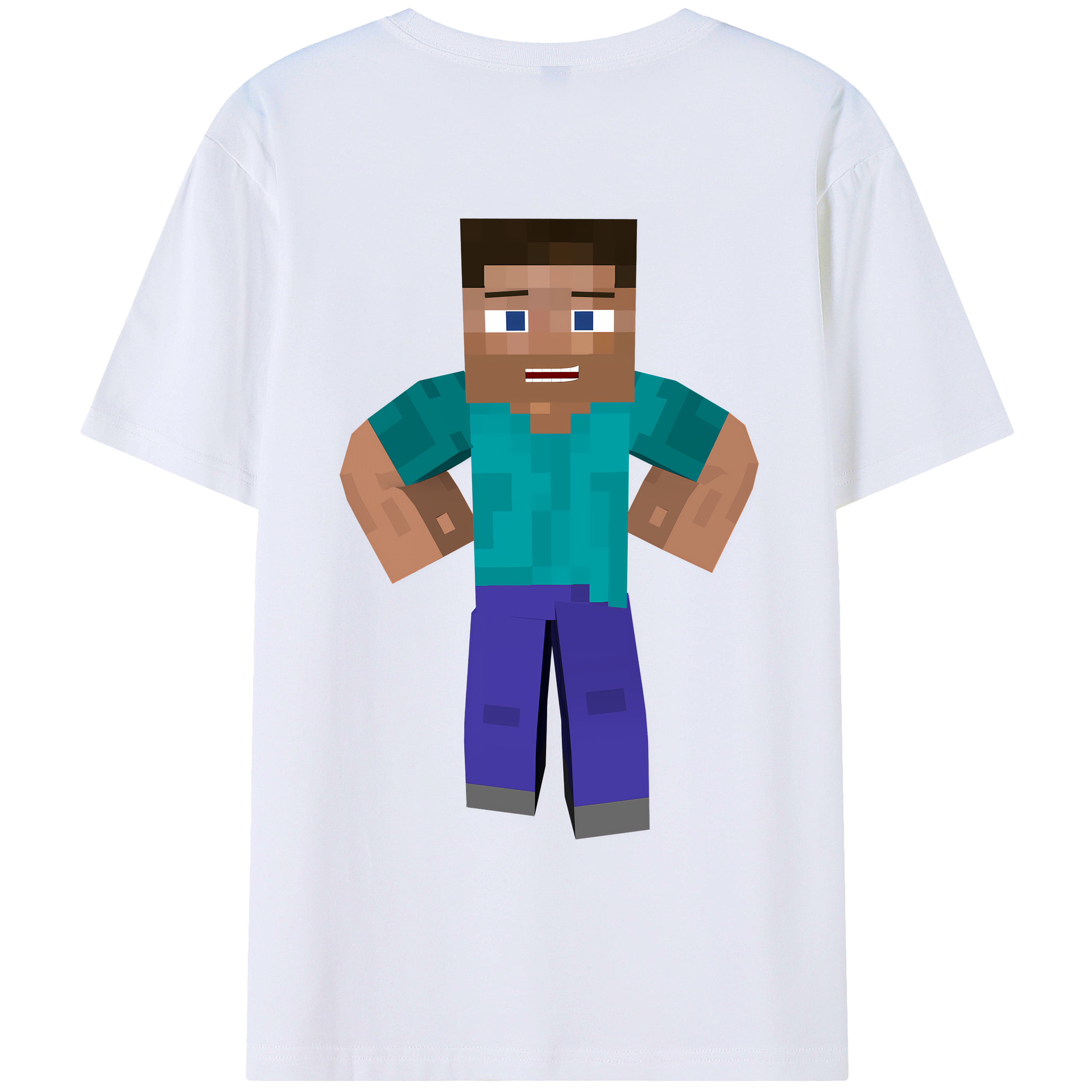 （画像用） マインクラフト ブロックの世界 Minecraft MC Block world 綿100％ メンズ半袖Tシャツ（バックプリント） 通気性