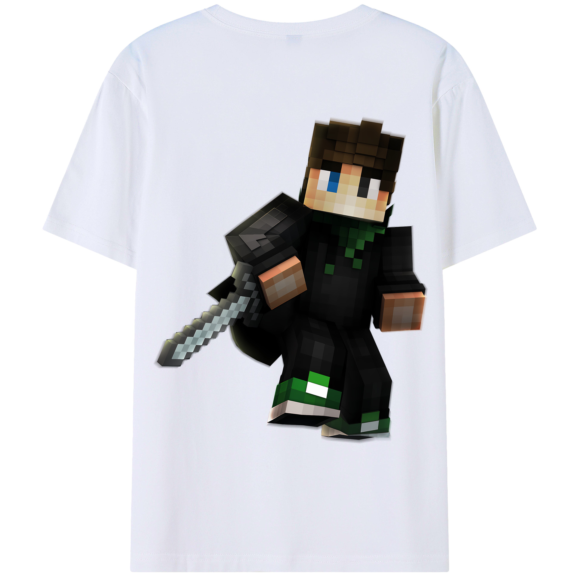 （画像用） マインクラフト ブロックの世界 Minecraft MC Block world 綿100％ メンズ半袖Tシャツ（バックプリント） 通気性