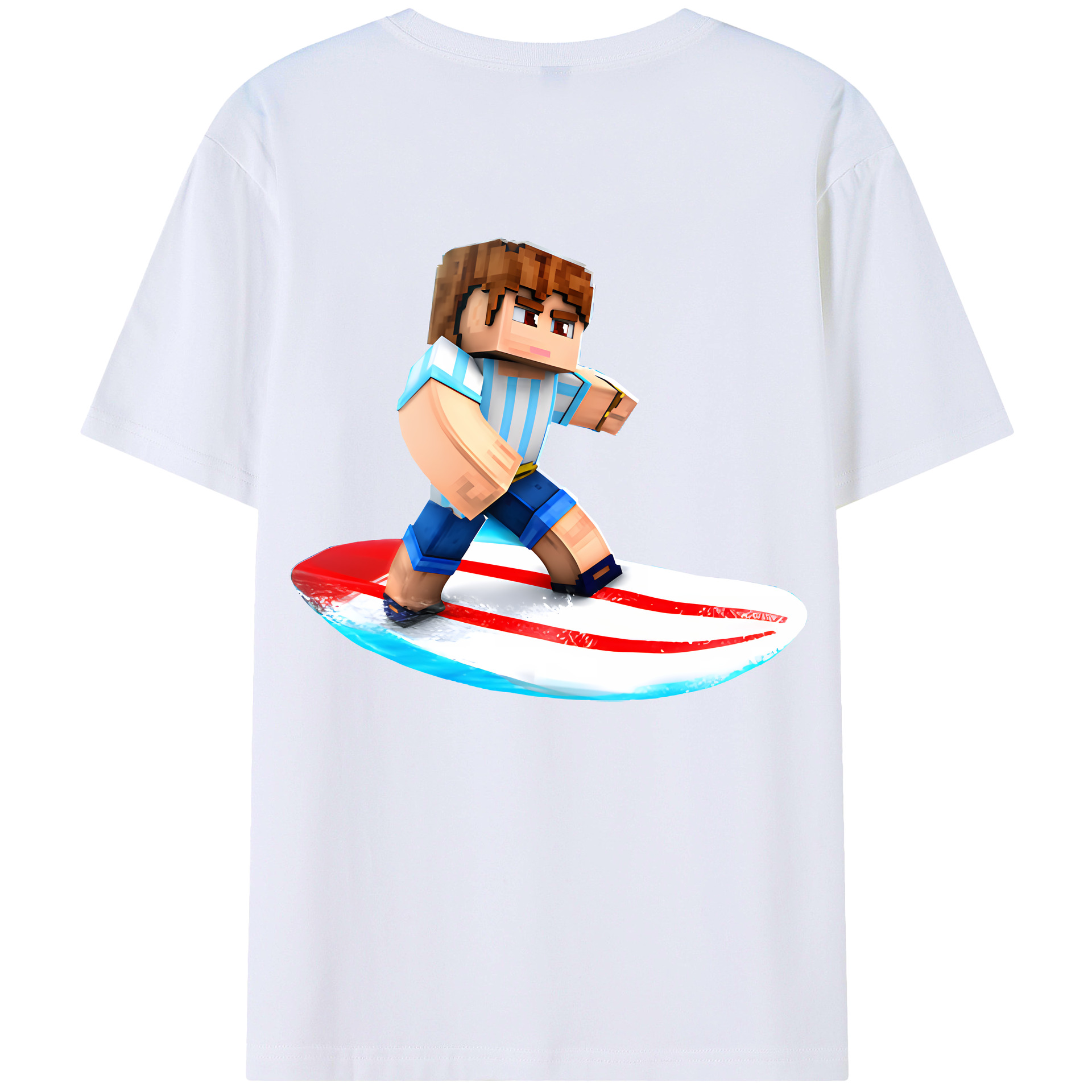 （画像用） マインクラフト ブロックの世界 Minecraft MC Block world 綿100％ メンズ半袖Tシャツ（バックプリント） 通気性