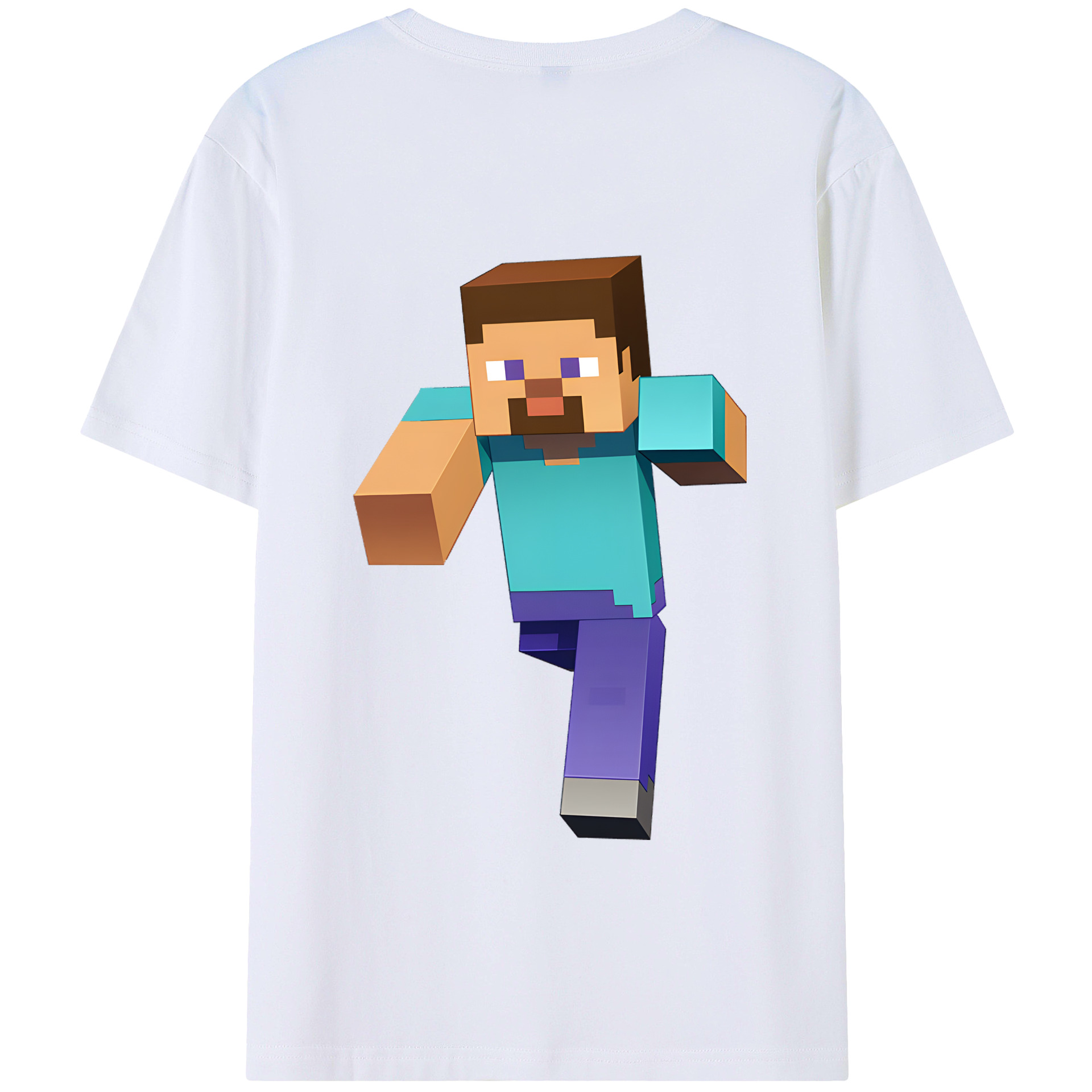 （画像用） マインクラフト ブロックの世界 Minecraft MC Block world 綿100％ メンズ半袖Tシャツ（バックプリント） 通気性