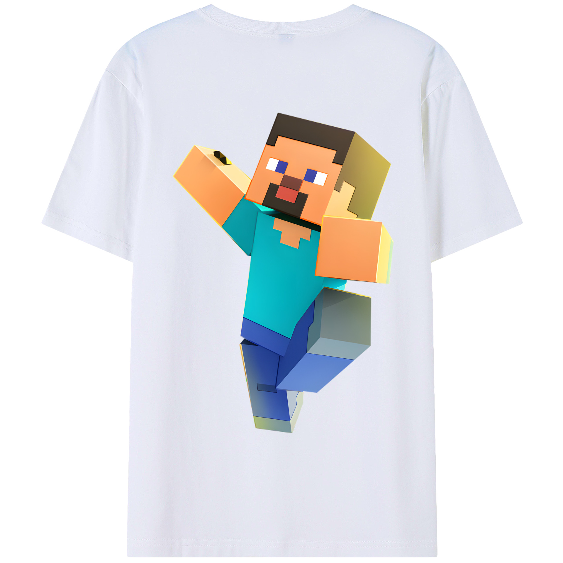 （画像用） マインクラフト ブロックの世界 Minecraft MC Block world 綿100％ メンズ半袖Tシャツ（バックプリント） 通気性