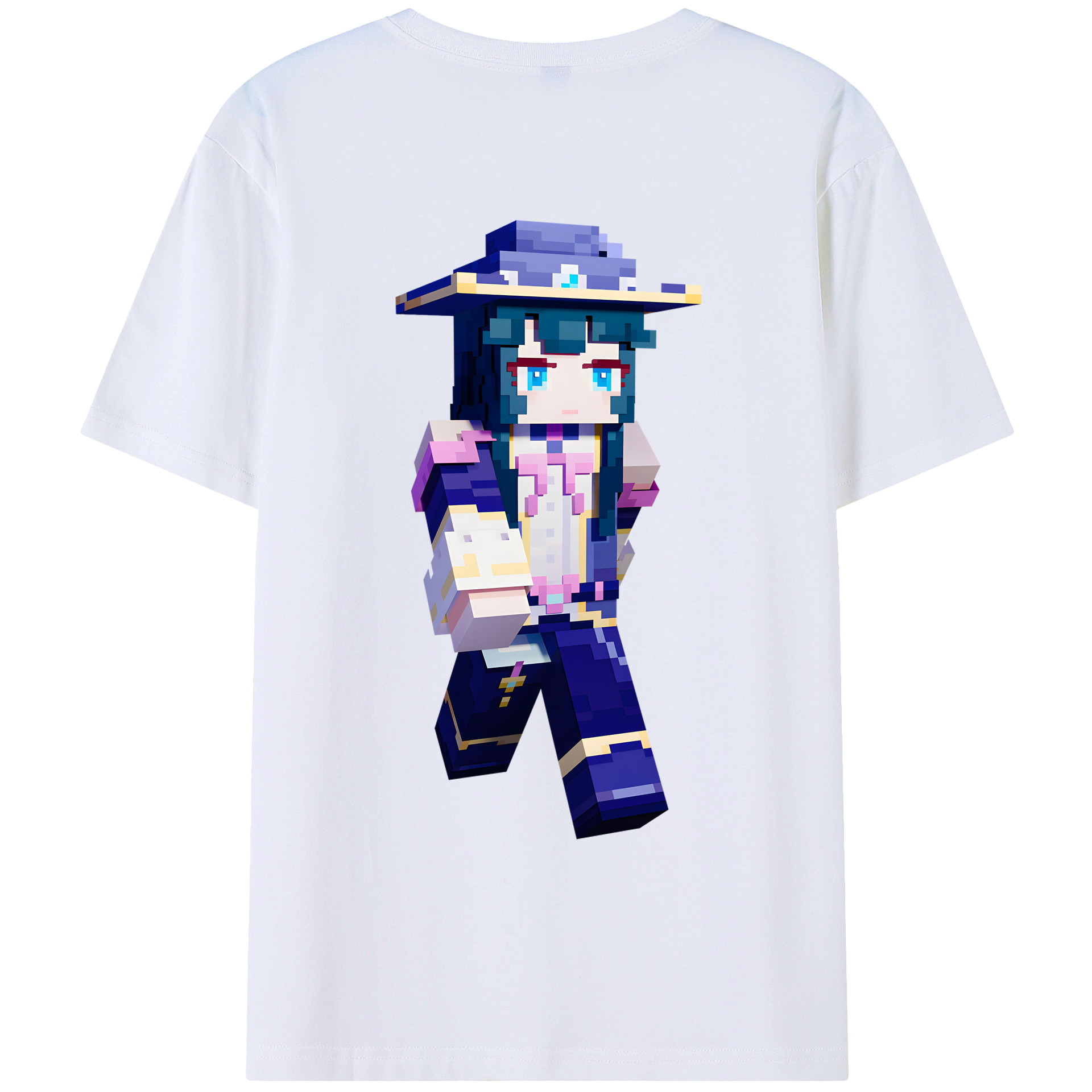 （画像用） マインクラフト ブロックの世界 Minecraft MC Block world 綿100％ メンズ半袖Tシャツ（バックプリント） 通気性