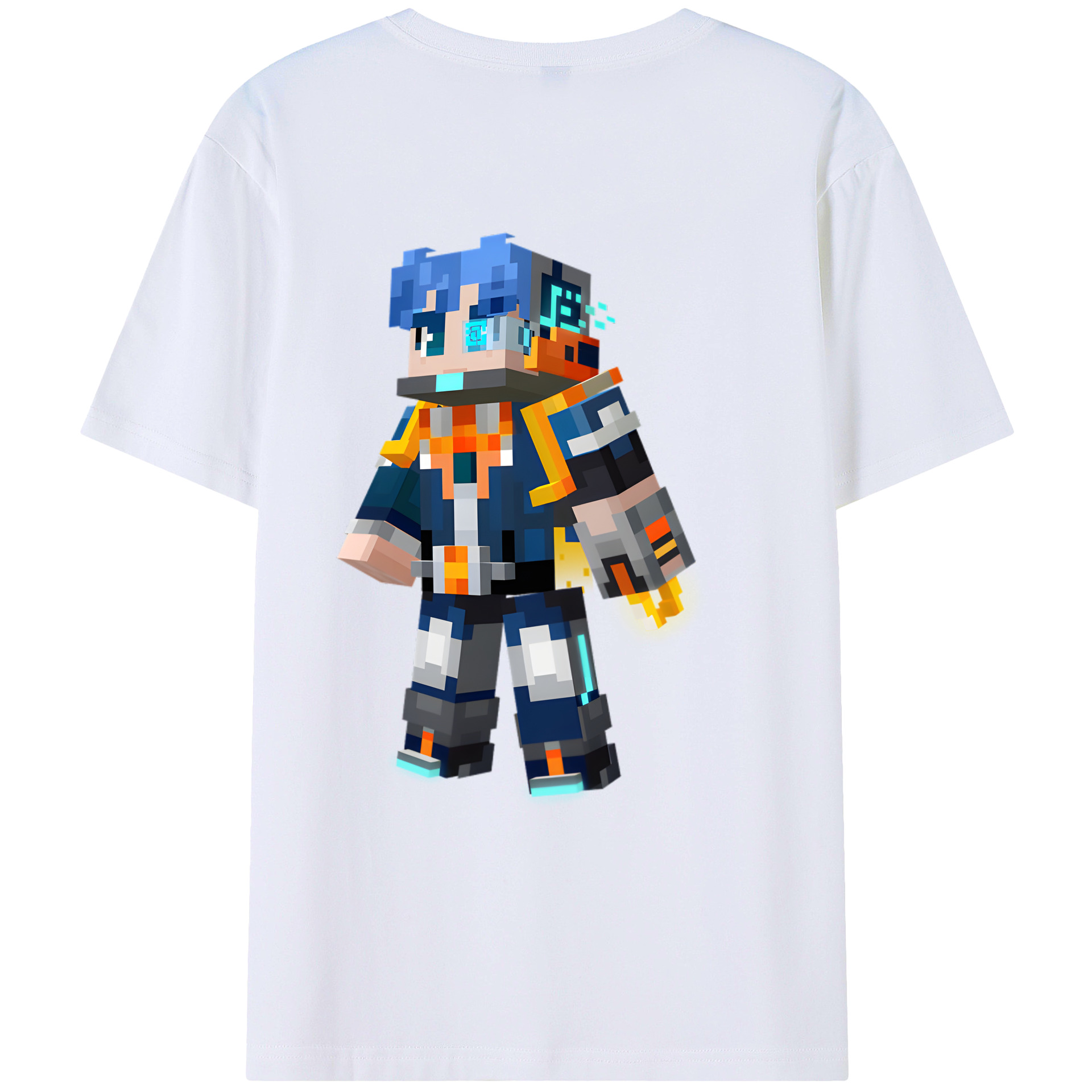 （画像用） マインクラフト ブロックの世界 Minecraft MC Block world 綿100％ メンズ半袖Tシャツ（バックプリント） 通気性