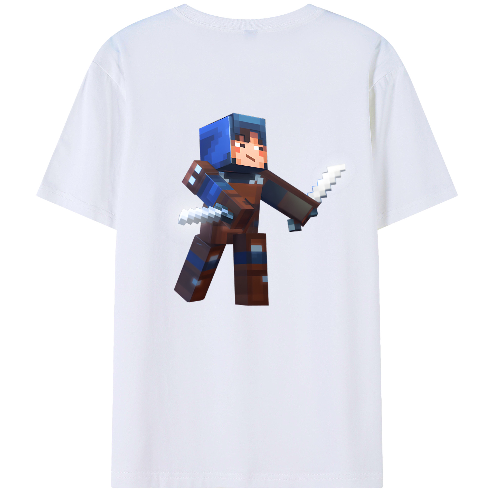 （画像用） マインクラフト ブロックの世界 Minecraft MC Block world 綿100％ メンズ半袖Tシャツ（バックプリント） 通気性