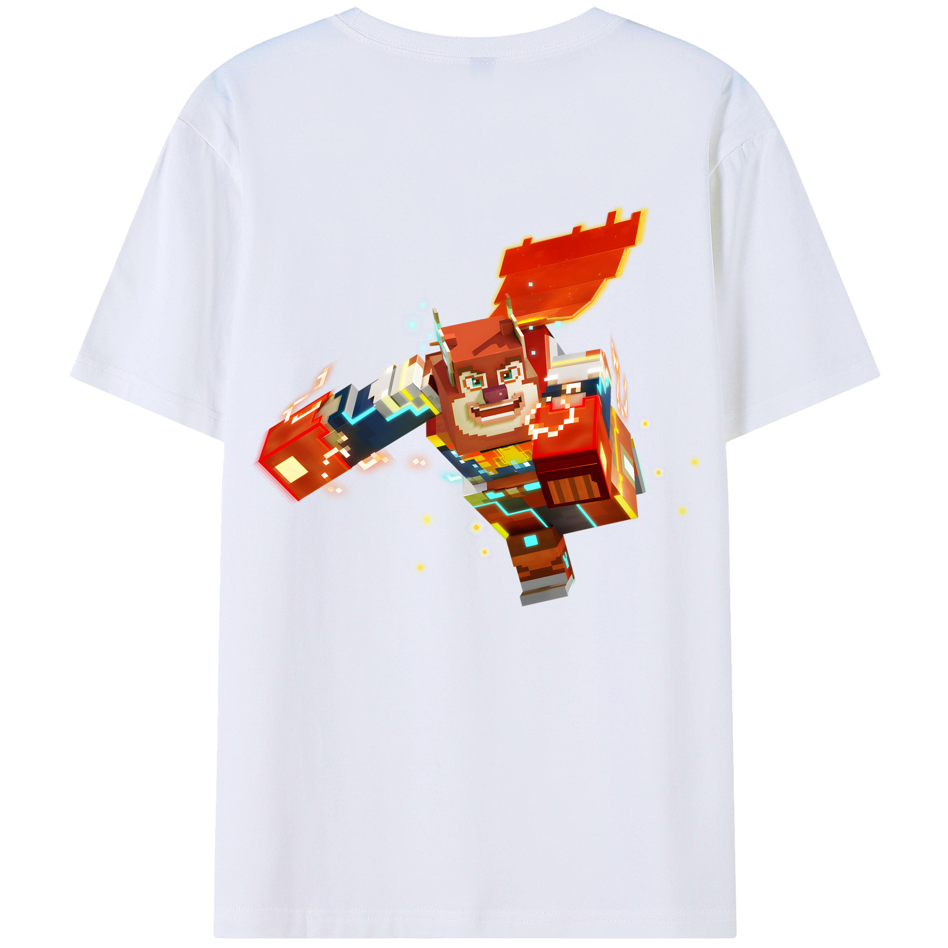 （画像用） マインクラフト ブロックの世界 Minecraft MC Block world 綿100％ メンズ半袖Tシャツ（バックプリント） 通気性