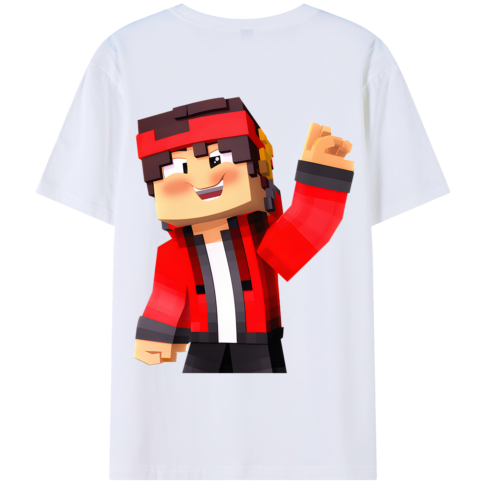 （画像用） マインクラフト ブロックの世界 Minecraft MC Block world 綿100％ メンズ半袖Tシャツ（バックプリント） 通気性