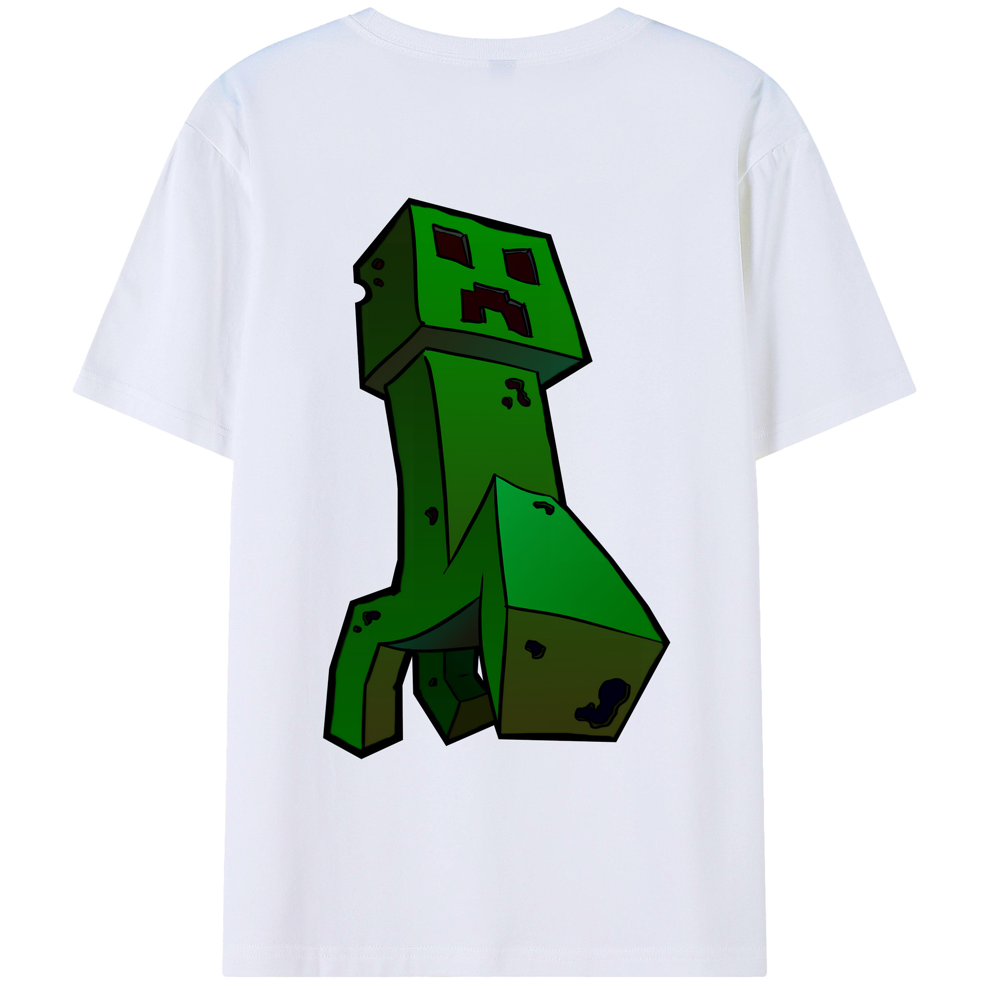 （画像用） マインクラフト ブロックの世界 Minecraft MC Block world 綿100％ メンズ半袖Tシャツ（バックプリント） 通気性