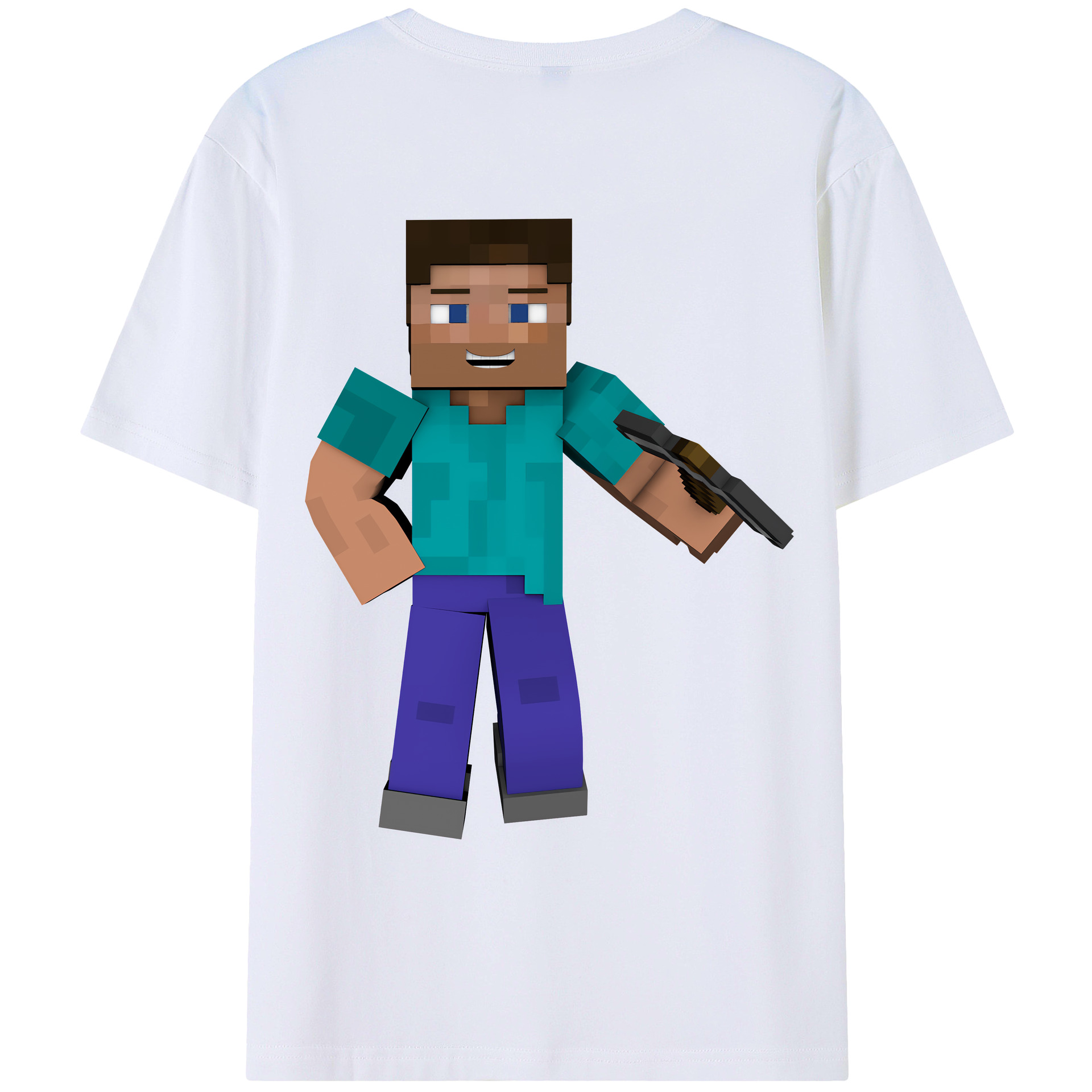 （画像用） マインクラフト ブロックの世界 Minecraft MC Block world 綿100％ メンズ半袖Tシャツ（バックプリント） 通気性