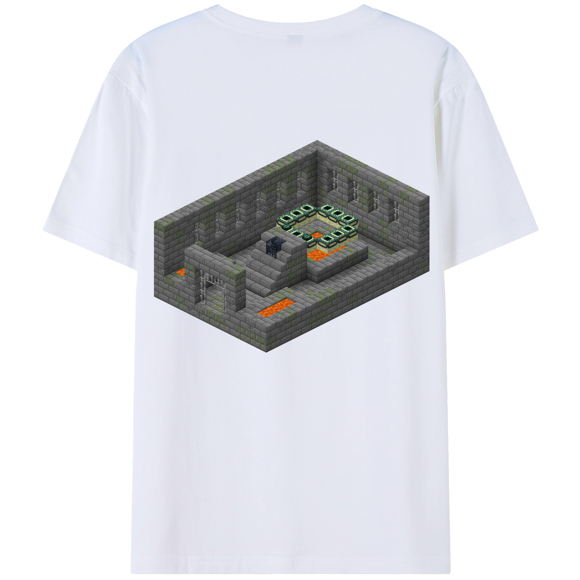 （画像用） マインクラフト ブロックの世界 Minecraft MC Block world 綿100％ メンズ半袖Tシャツ（バックプリント） 通気性