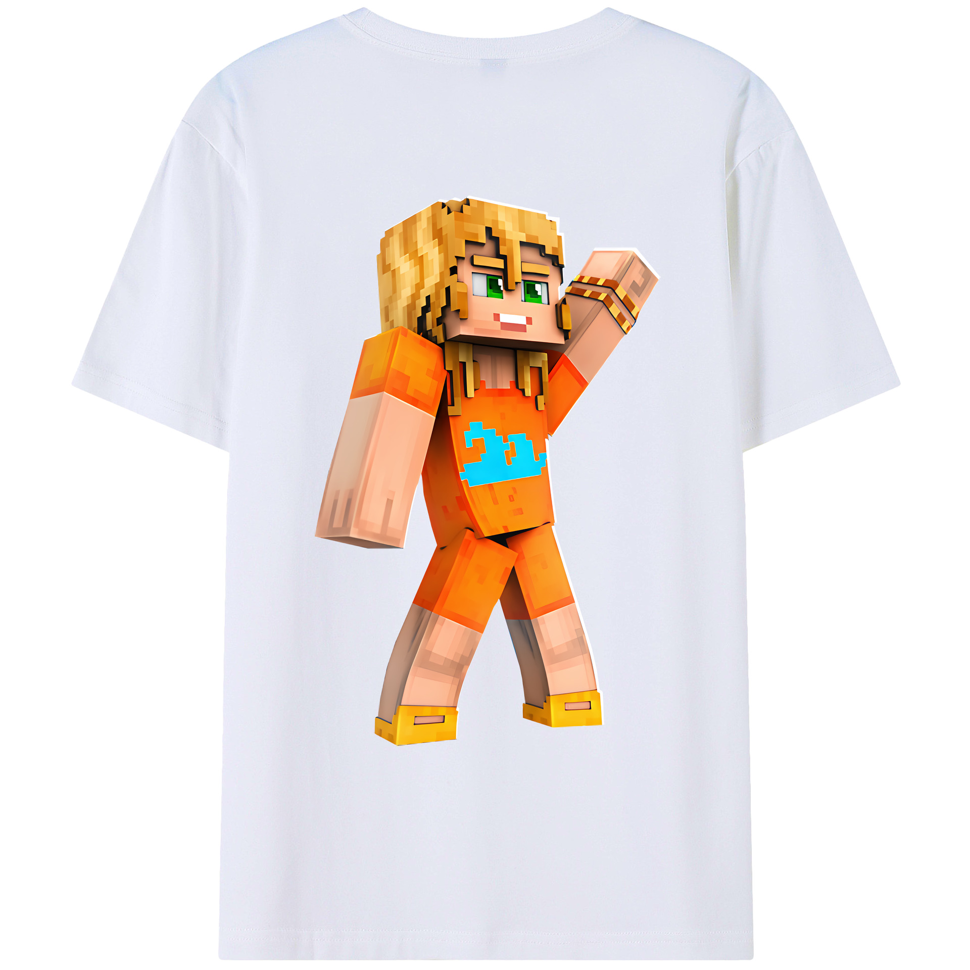 （画像用） マインクラフト ブロックの世界 Minecraft MC Block world 綿100％ メンズ半袖Tシャツ（バックプリント） 通気性