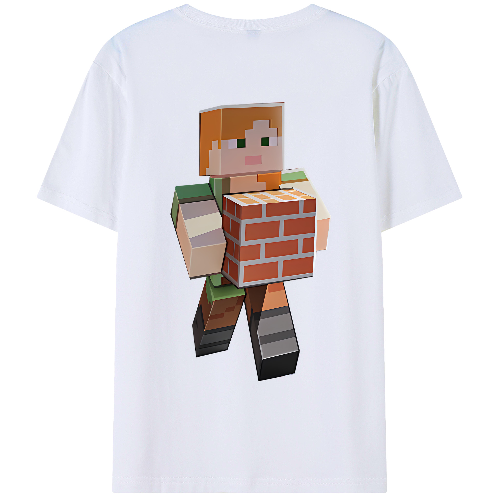 （画像用） マインクラフト ブロックの世界 Minecraft MC Block world 綿100％ メンズ半袖Tシャツ（バックプリント） 通気性