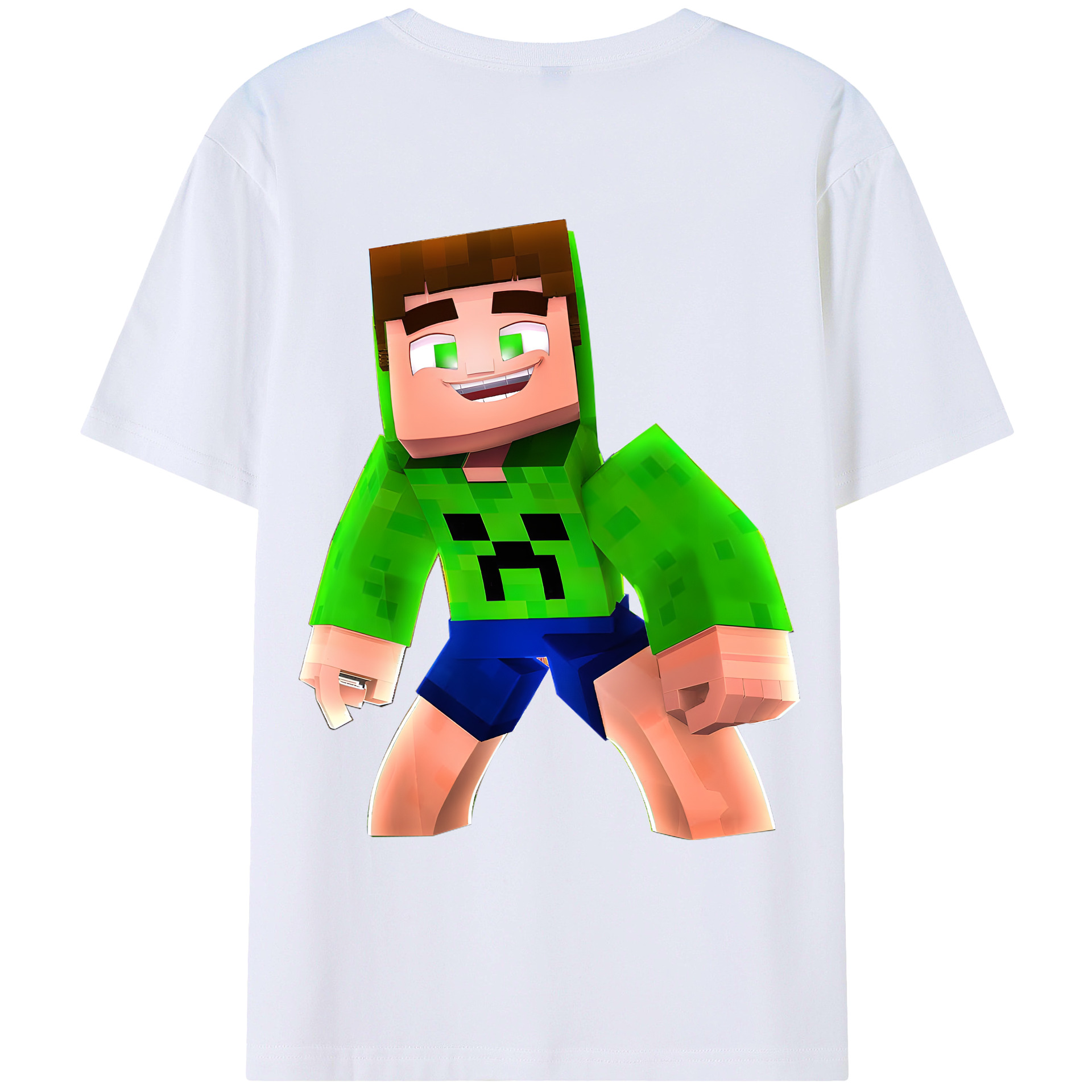 （画像用） マインクラフト ブロックの世界 Minecraft MC Block world 綿100％ メンズ半袖Tシャツ（バックプリント） 通気性