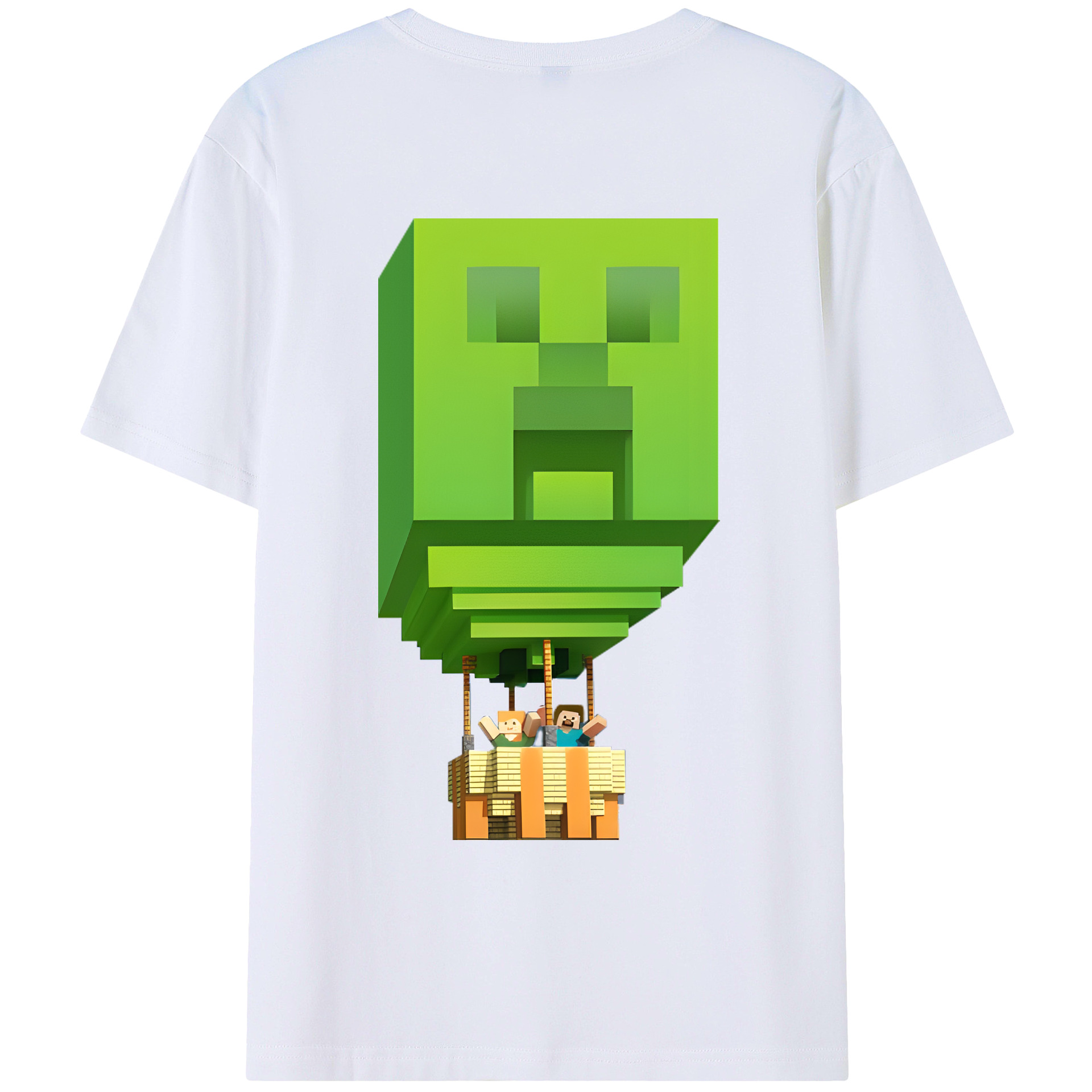 （画像用） マインクラフト ブロックの世界 Minecraft MC Block world 綿100％ メンズ半袖Tシャツ（バックプリント） 通気性