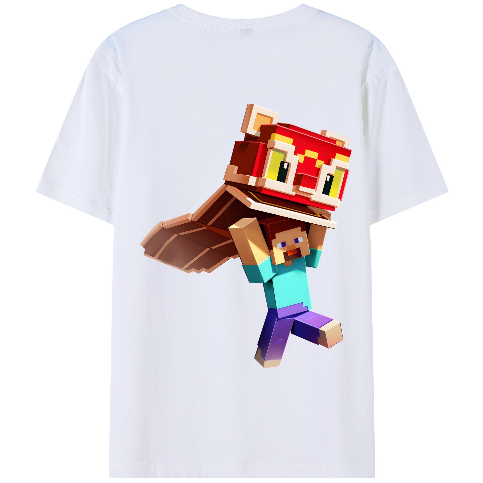 （画像用） マインクラフト ブロックの世界 Minecraft MC Block world 綿100％ メンズ半袖Tシャツ（バックプリント） 通気性