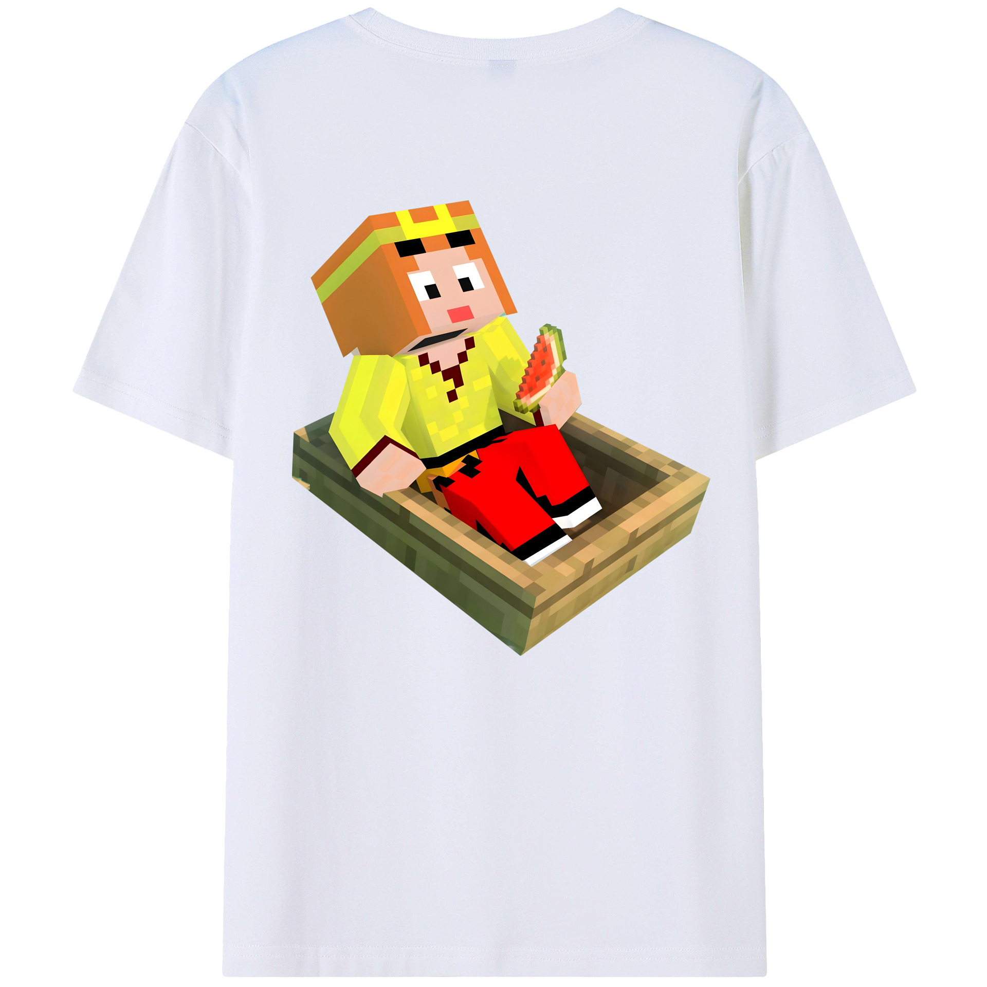 （画像用） マインクラフト ブロックの世界 Minecraft MC Block world 綿100％ メンズ半袖Tシャツ（バックプリント） 通気性