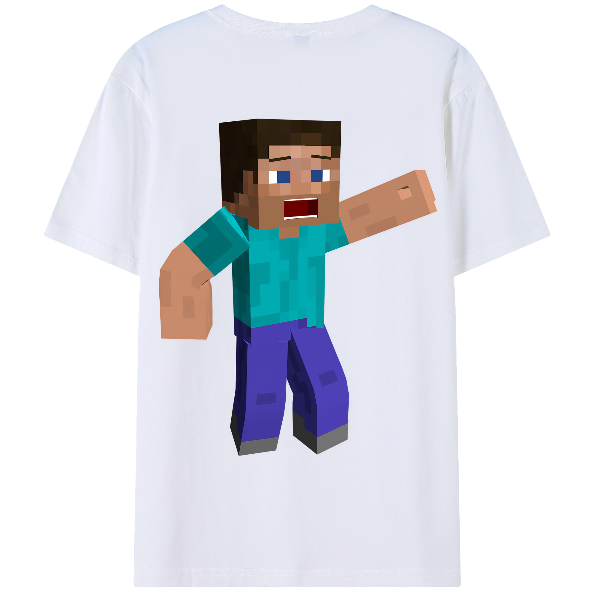 （画像用） マインクラフト ブロックの世界 Minecraft MC Block world 綿100％ メンズ半袖Tシャツ（バックプリント） 通気性