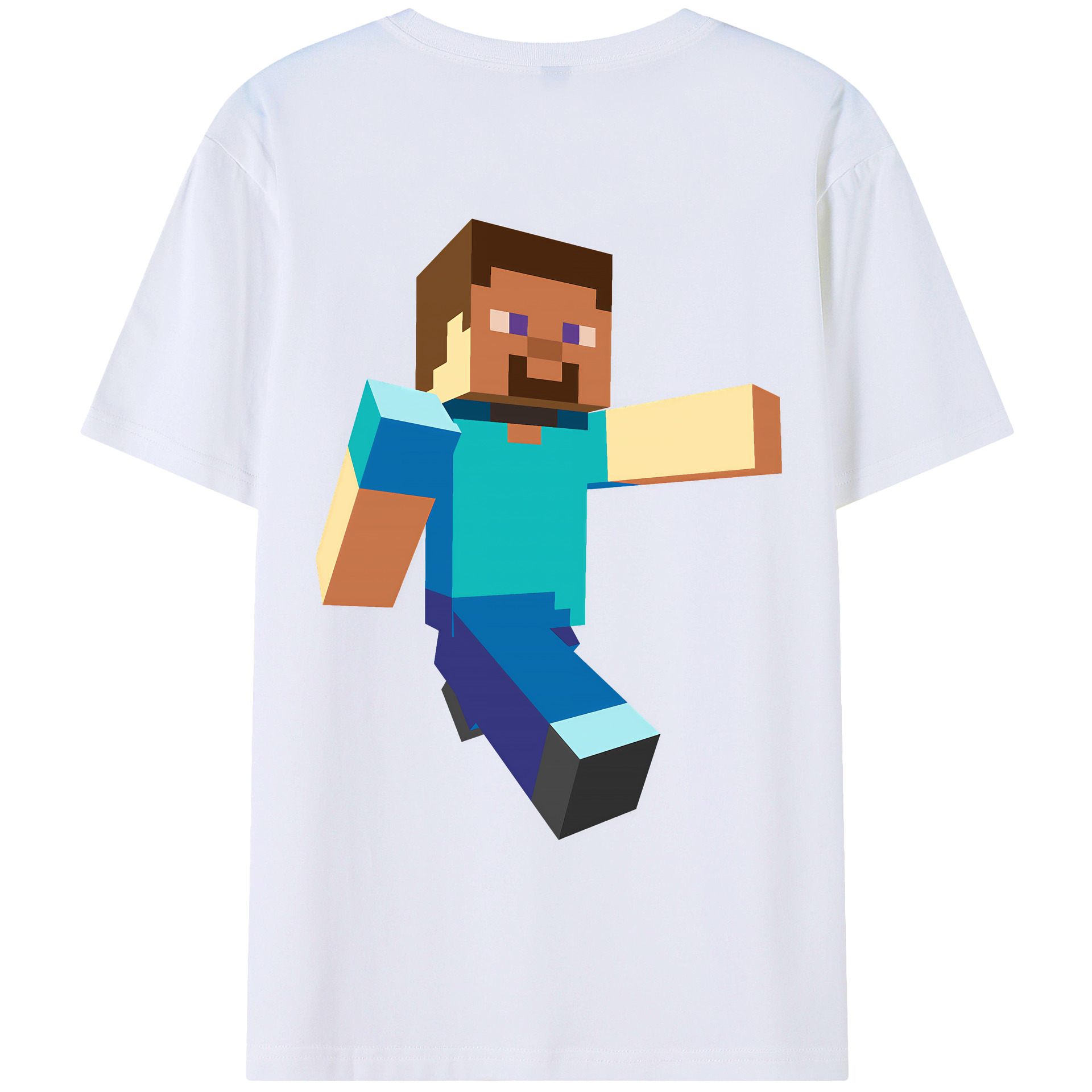（画像用） マインクラフト ブロックの世界 Minecraft MC Block world 綿100％ メンズ半袖Tシャツ（バックプリント） 通気性