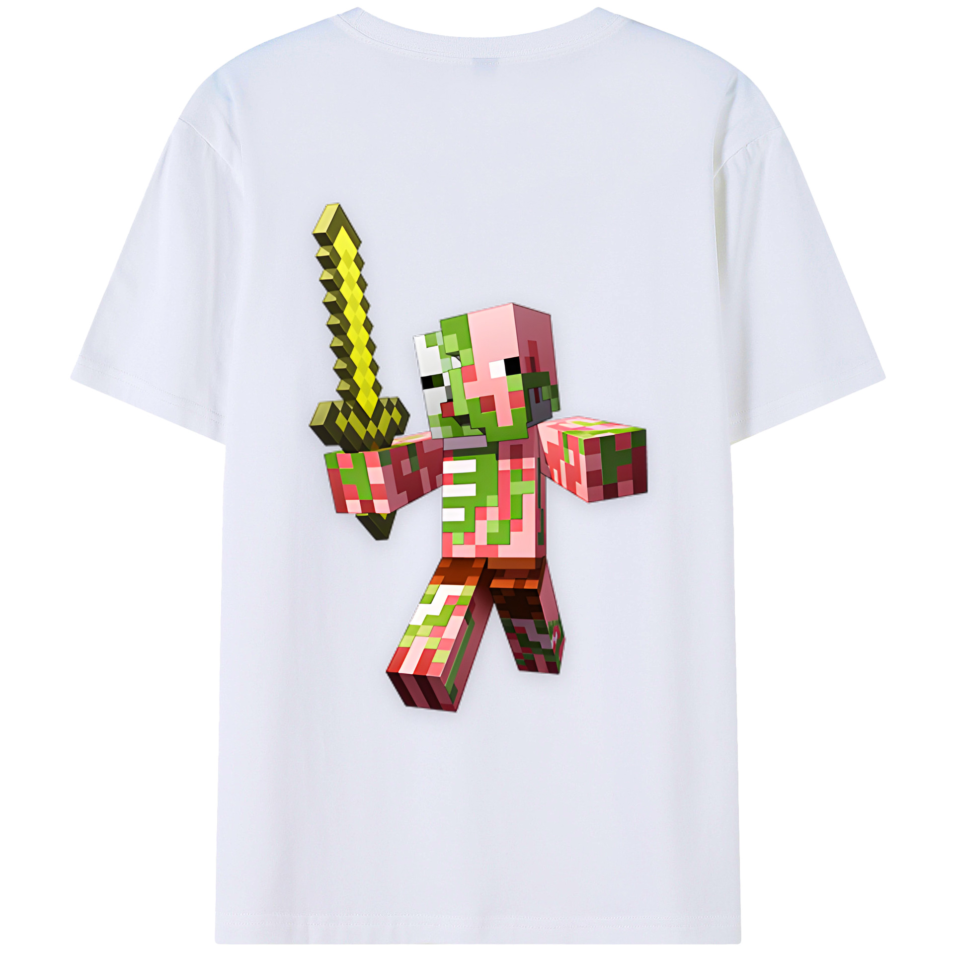 （画像用） マインクラフト ブロックの世界 Minecraft MC Block world 綿100％ メンズ半袖Tシャツ（バックプリント） 通気性