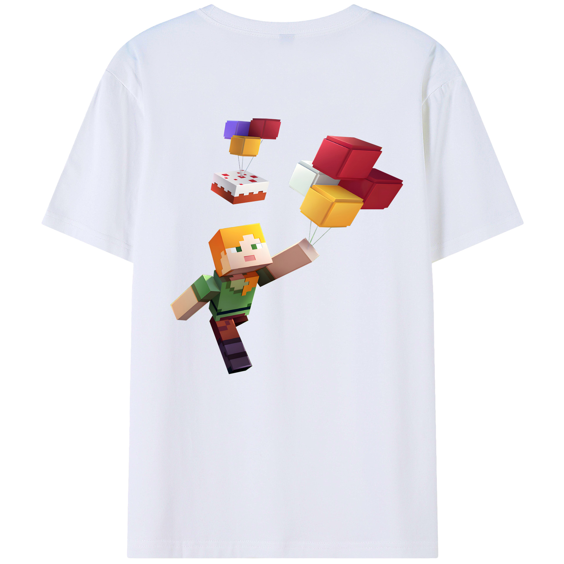 （画像用） マインクラフト ブロックの世界 Minecraft MC Block world 綿100％ メンズ半袖Tシャツ（バックプリント） 通気性