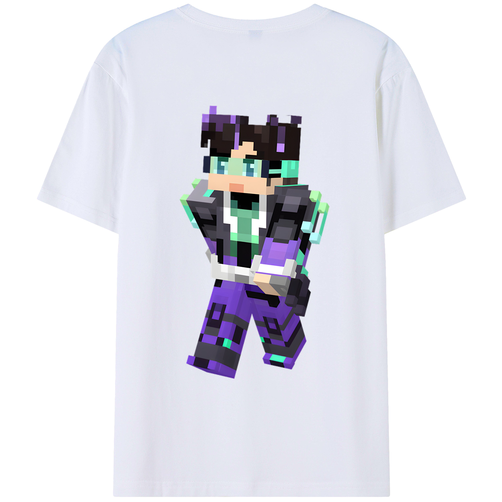 （画像用） マインクラフト ブロックの世界 Minecraft MC Block world 綿100％ メンズ半袖Tシャツ（バックプリント） 通気性