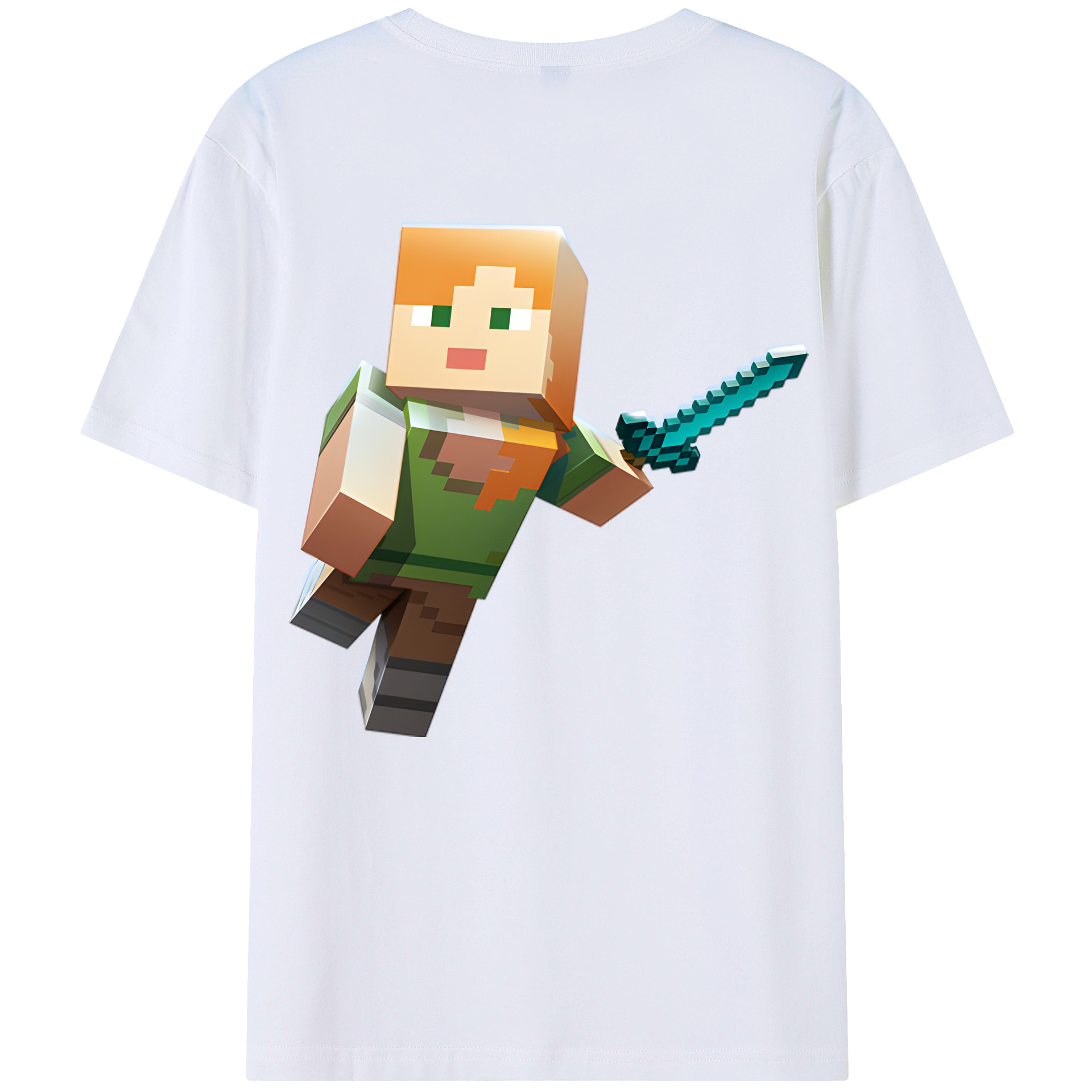 （画像用） マインクラフト ブロックの世界 Minecraft MC Block world 綿100％ メンズ半袖Tシャツ（バックプリント） 通気性