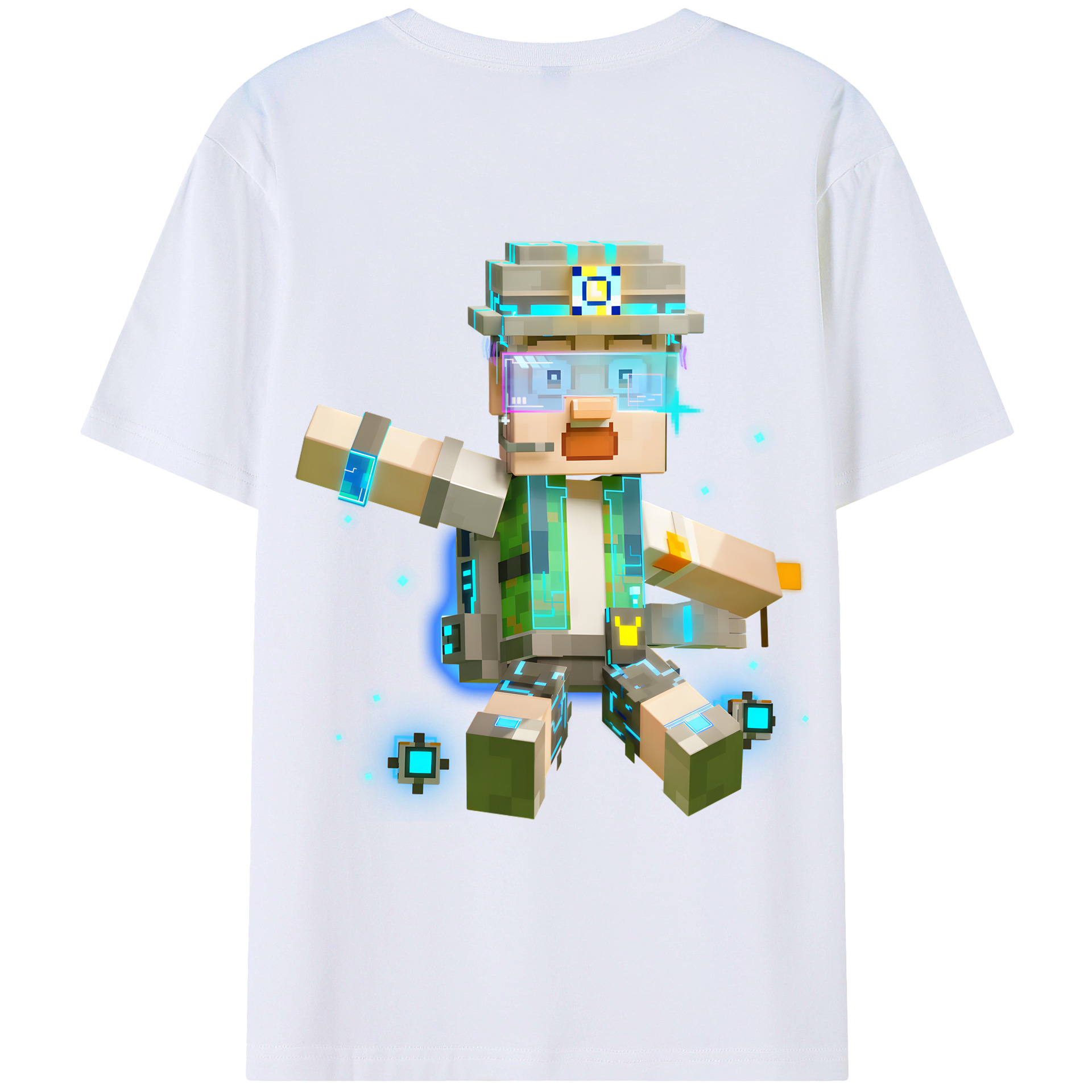 （画像用） マインクラフト ブロックの世界 Minecraft MC Block world 綿100％ メンズ半袖Tシャツ（バックプリント） 通気性