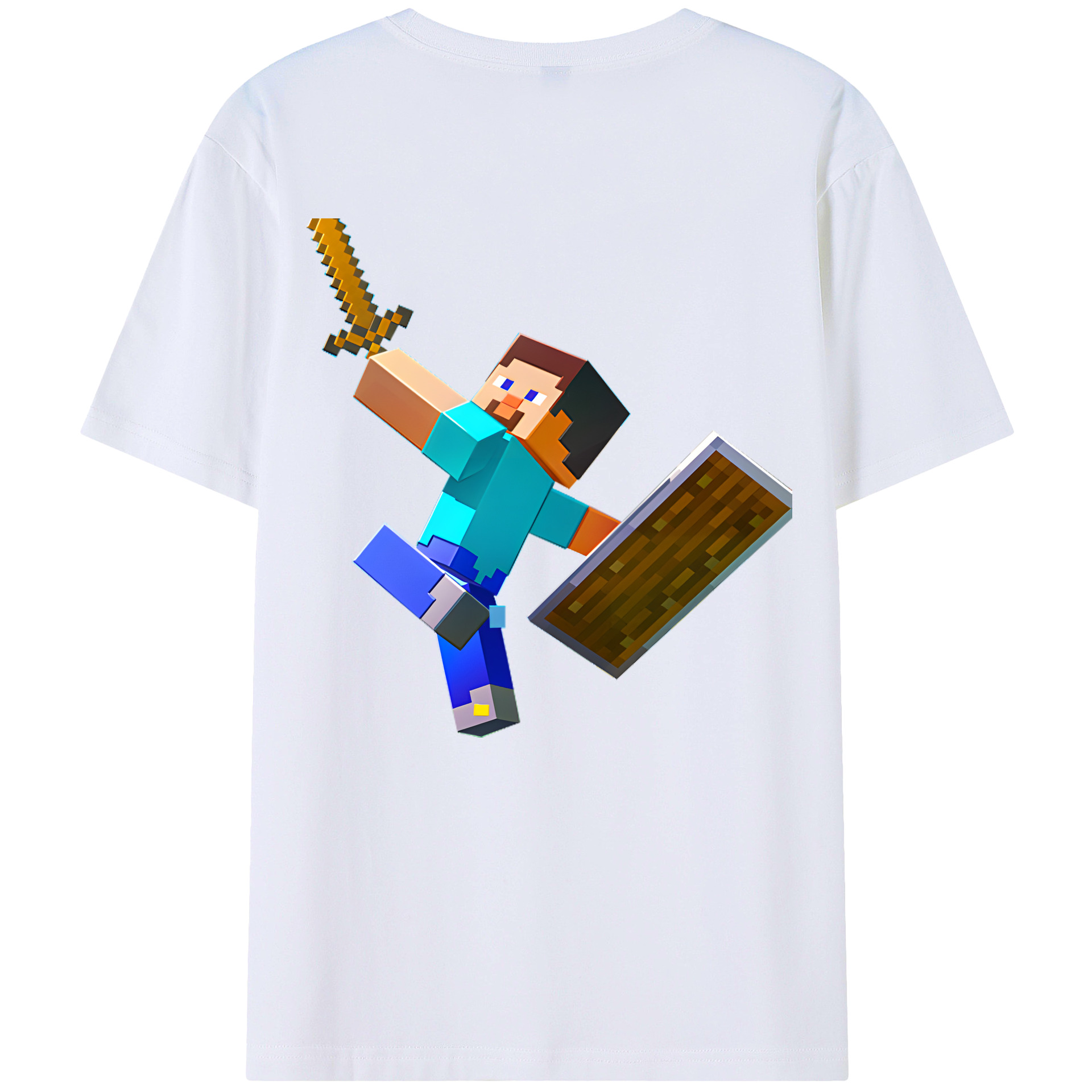 （画像用） マインクラフト ブロックの世界 Minecraft MC Block world 綿100％ メンズ半袖Tシャツ（バックプリント） 通気性