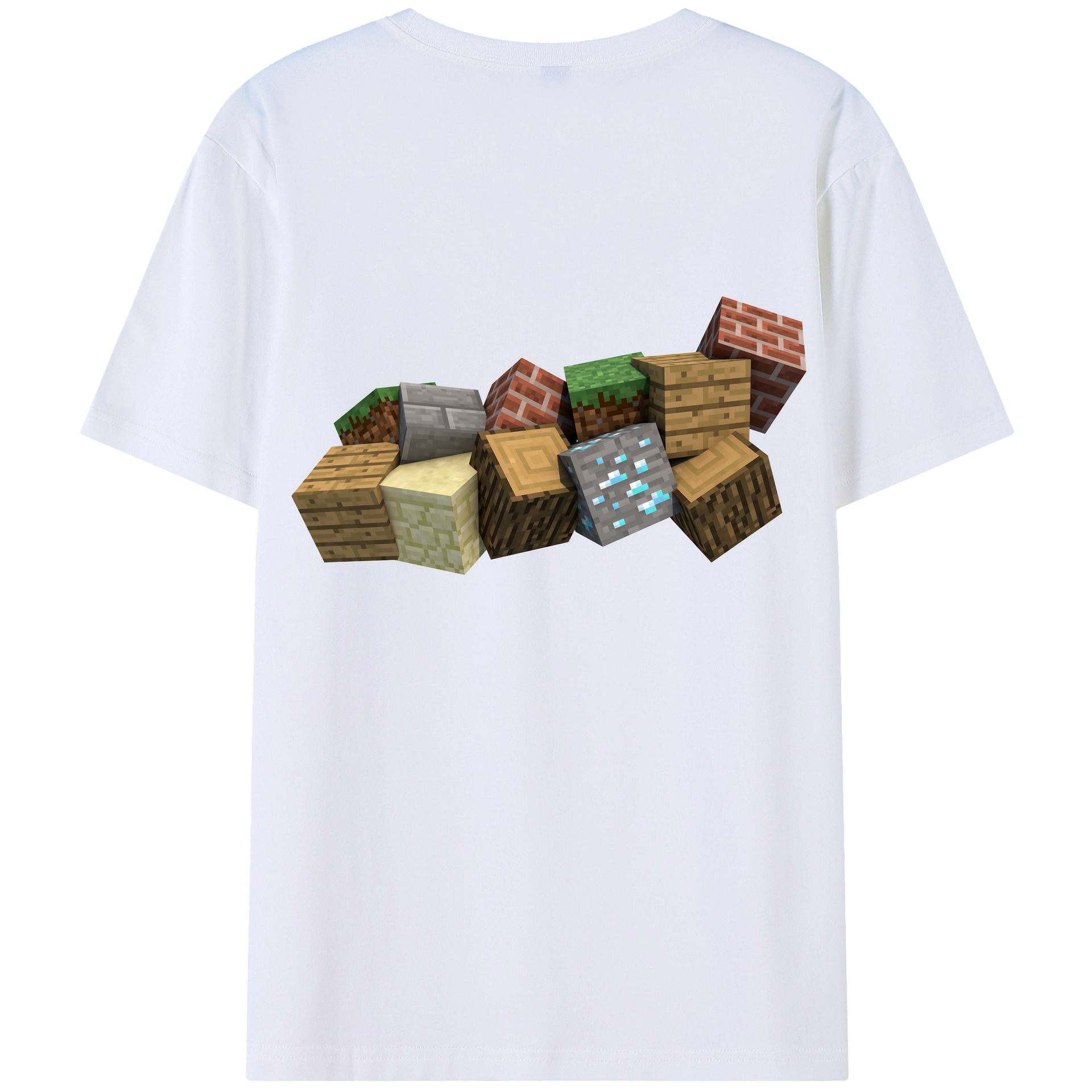 （画像用） マインクラフト ブロックの世界 Minecraft MC Block world 綿100％ メンズ半袖Tシャツ（バックプリント） 通気性