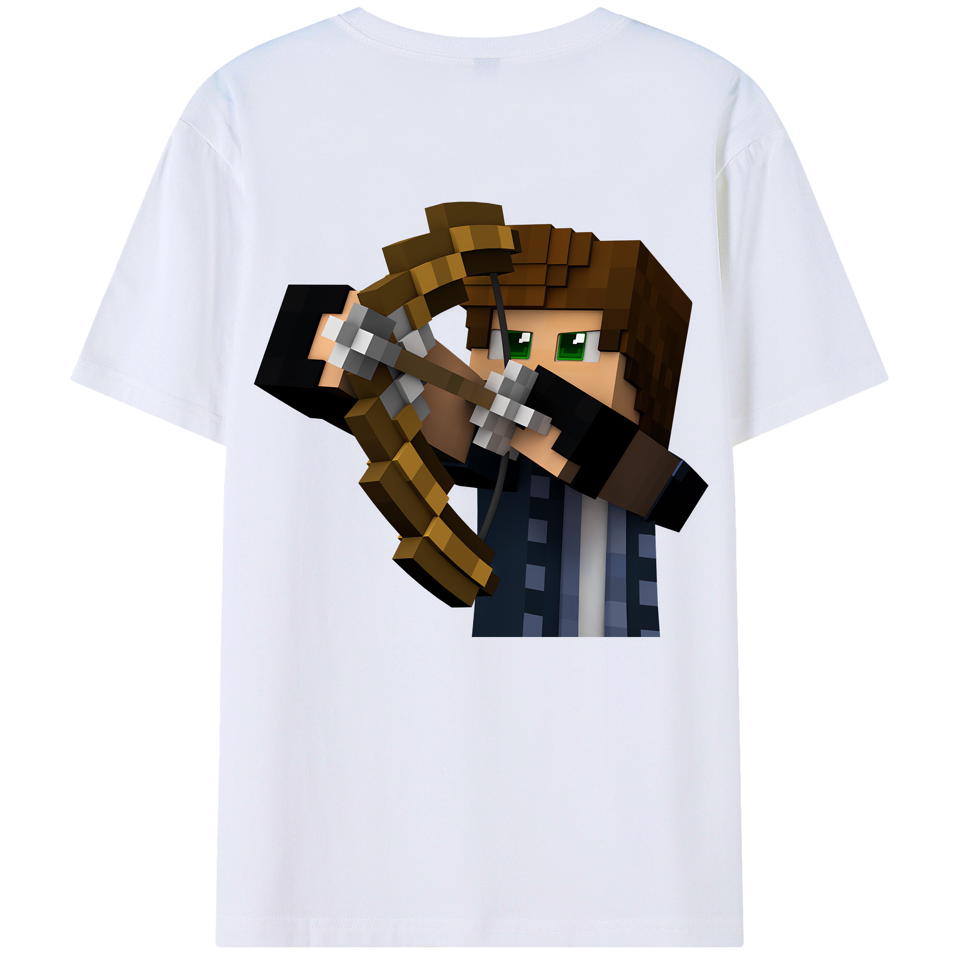 （画像用） マインクラフト ブロックの世界 Minecraft MC Block world 綿100％ メンズ半袖Tシャツ（バックプリント） 通気性