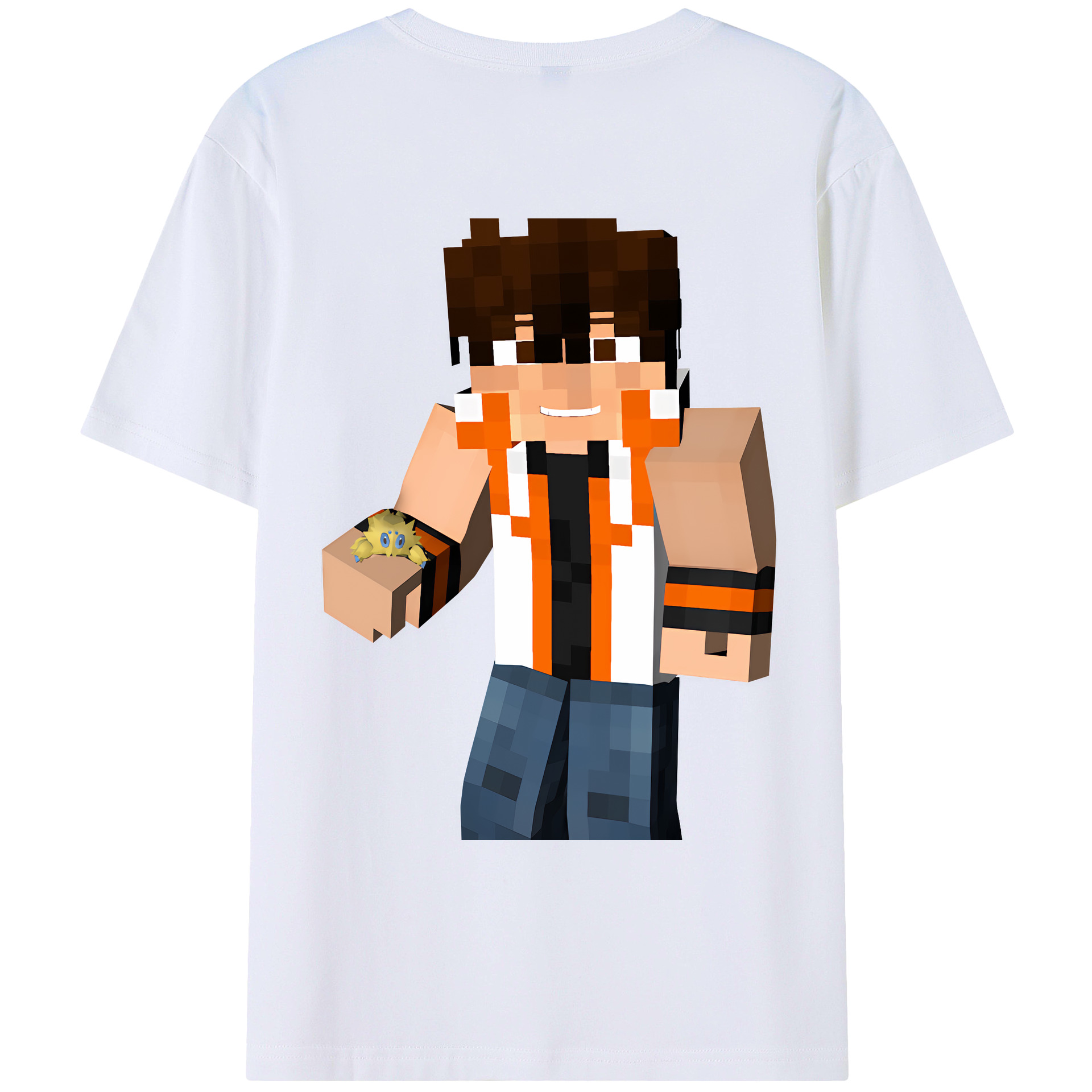 （画像用） マインクラフト ブロックの世界 Minecraft MC Block world 綿100％ メンズ半袖Tシャツ（バックプリント） 通気性