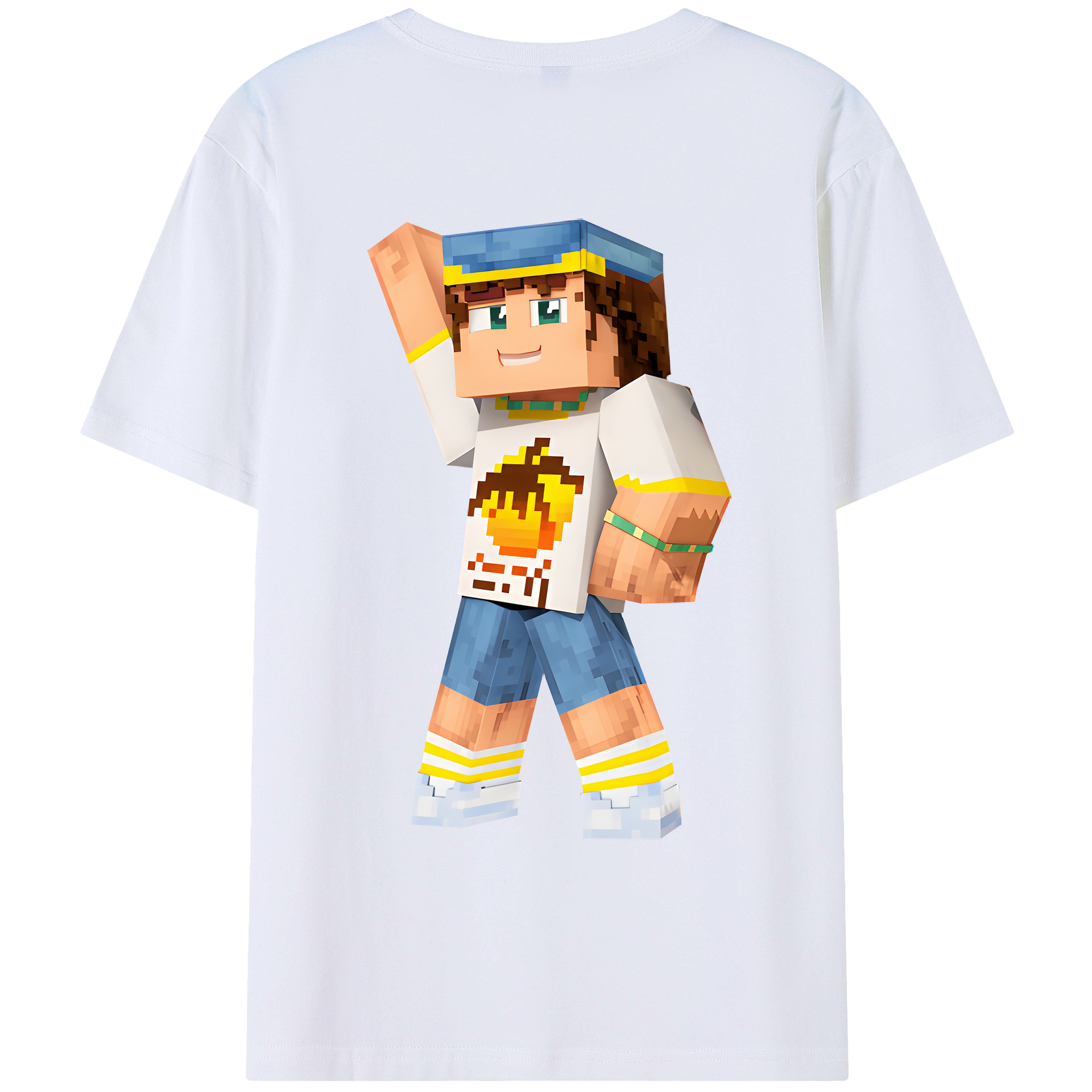 （画像用） マインクラフト ブロックの世界 Minecraft MC Block world 綿100％ メンズ半袖Tシャツ（バックプリント） 通気性