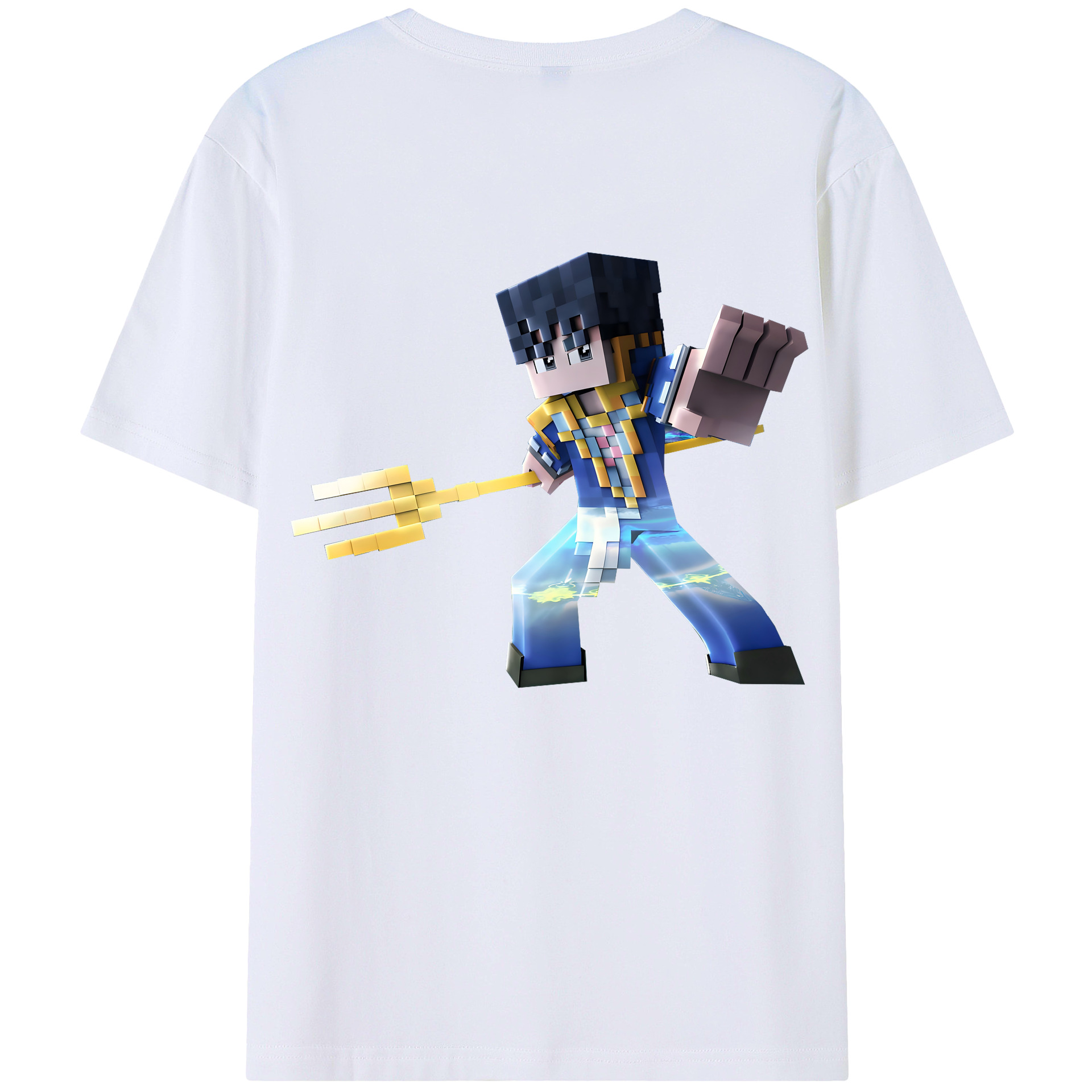 （画像用） マインクラフト ブロックの世界 Minecraft MC Block world 綿100％ メンズ半袖Tシャツ（バックプリント） 通気性