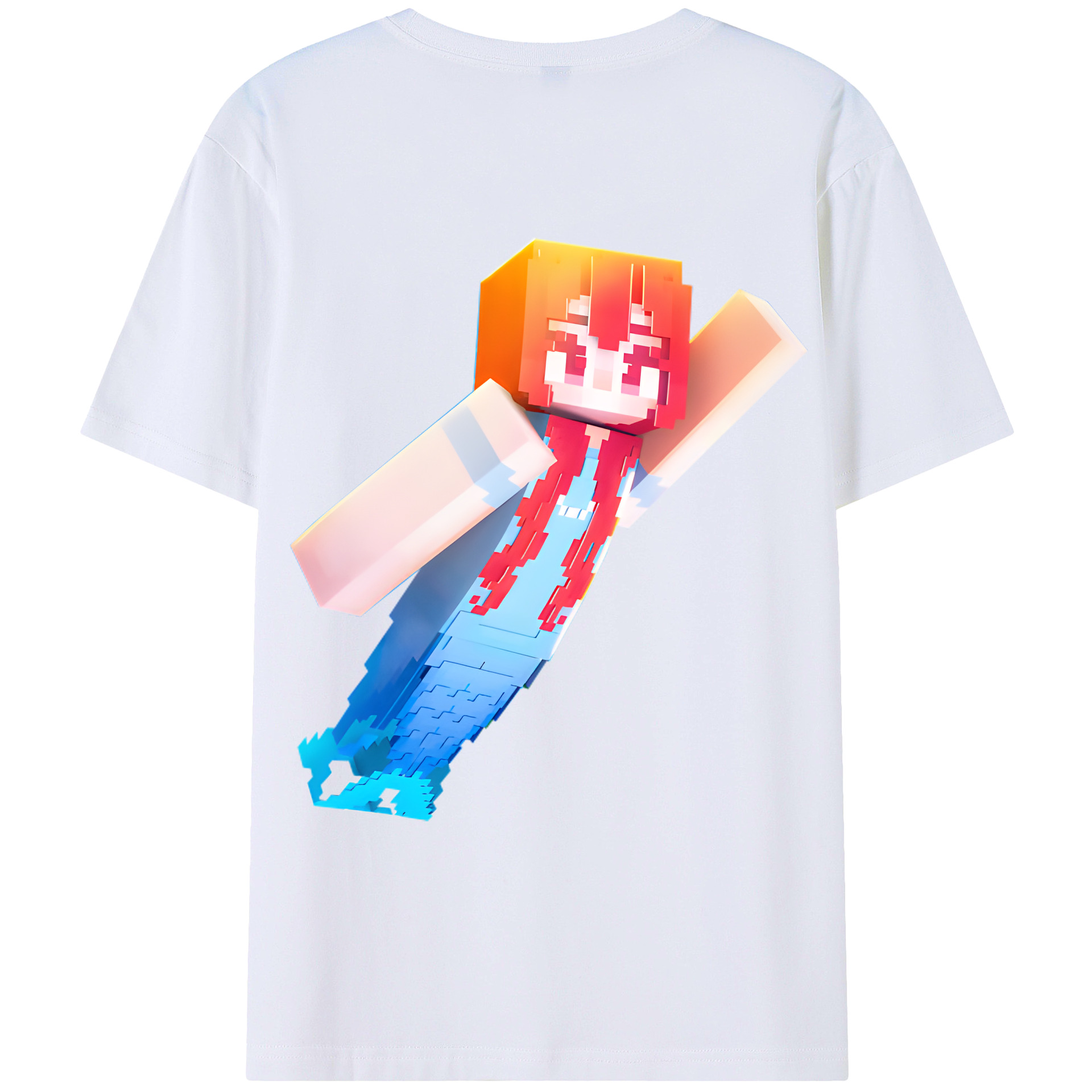 （画像用） マインクラフト ブロックの世界 Minecraft MC Block world 綿100％ メンズ半袖Tシャツ（バックプリント） 通気性