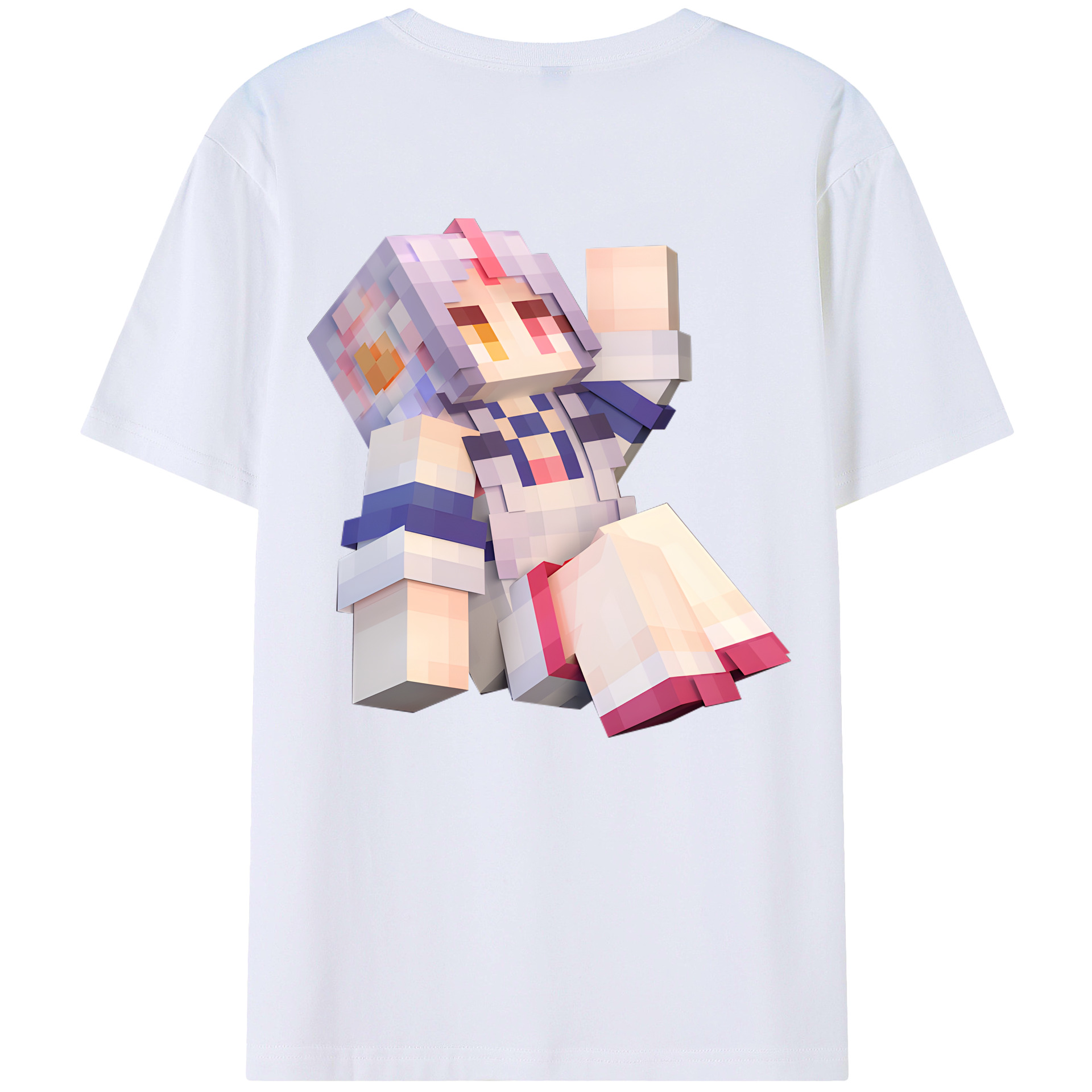 （画像用） マインクラフト ブロックの世界 Minecraft MC Block world 綿100％ メンズ半袖Tシャツ（バックプリント） 通気性