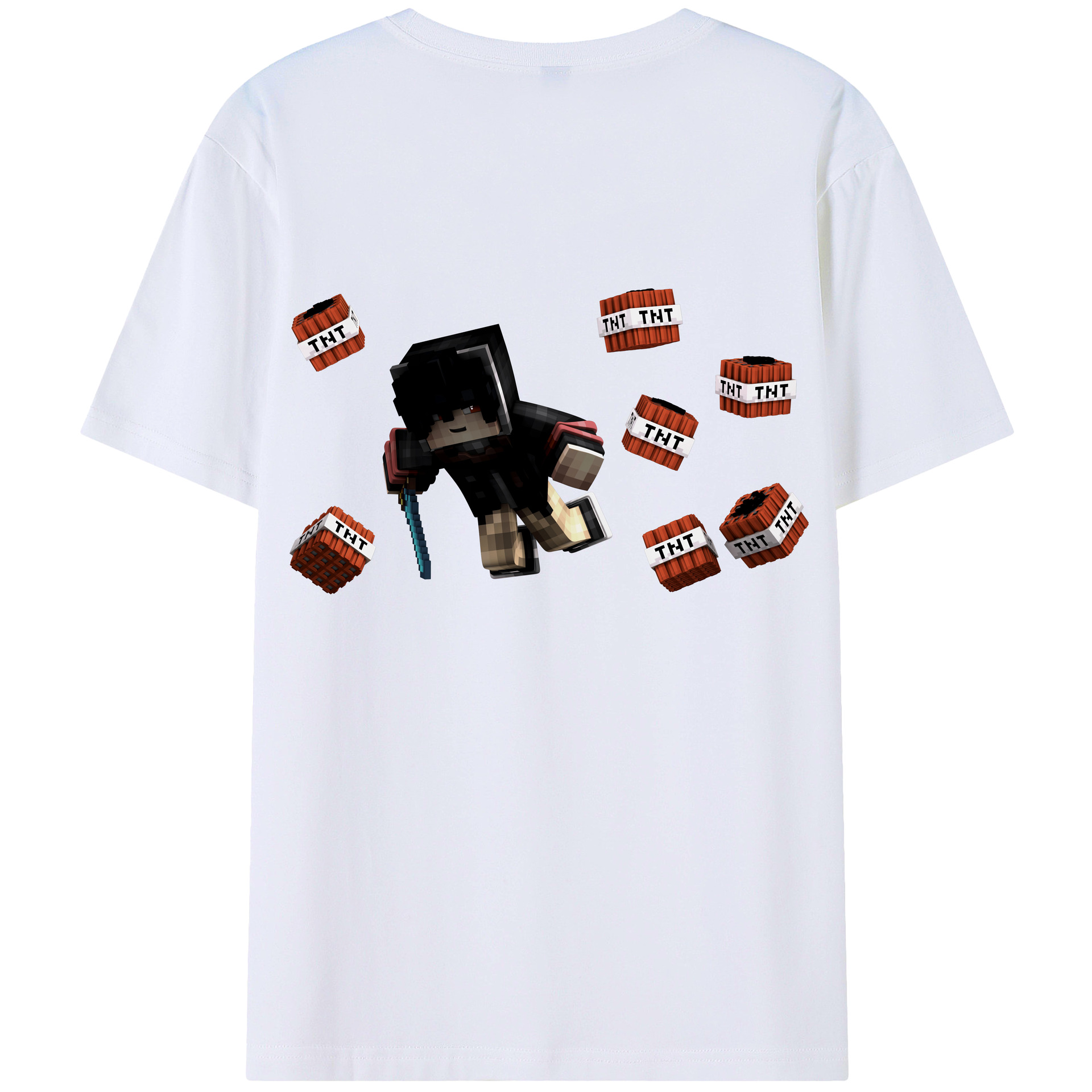 （画像用） マインクラフト ブロックの世界 Minecraft MC Block world 綿100％ メンズ半袖Tシャツ（バックプリント） 通気性